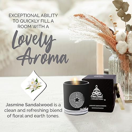 Miniatura 3 de Vela de aromaterapia Jasmine Sandalwood, vela perfumada en tarro terroso, 7.6 onzas, tiempo de combustión de 50 horas