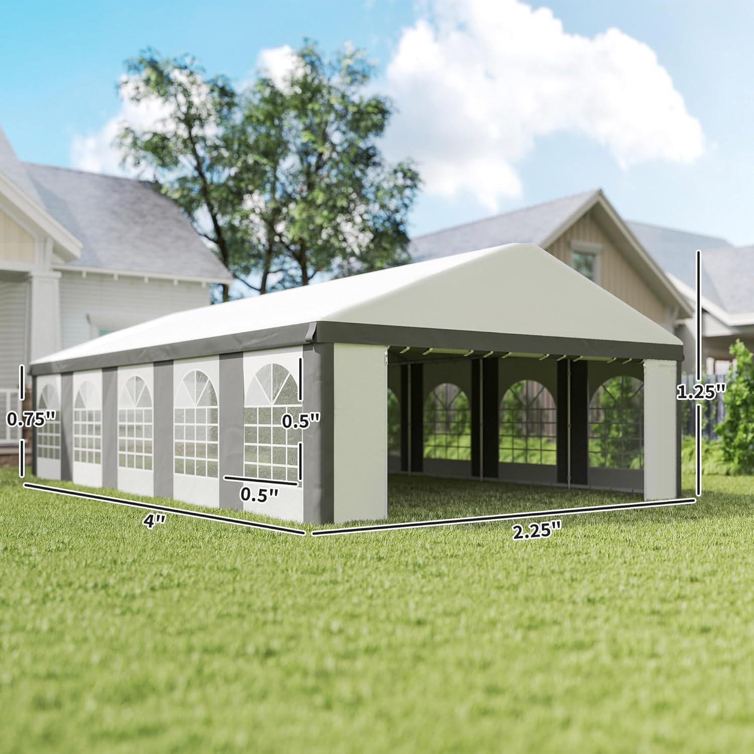 Diagram showing the dimensions of the Outsunny party tent.