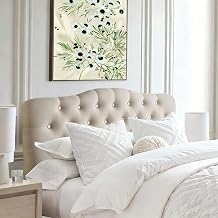 Tufted Upholstered King Size Headboard Only, Adjustable 34-43 in, Beige | Headboard for King Size Bed, Durable Linen Fabric Headboards, Modern Diamon Design Wood Head Board