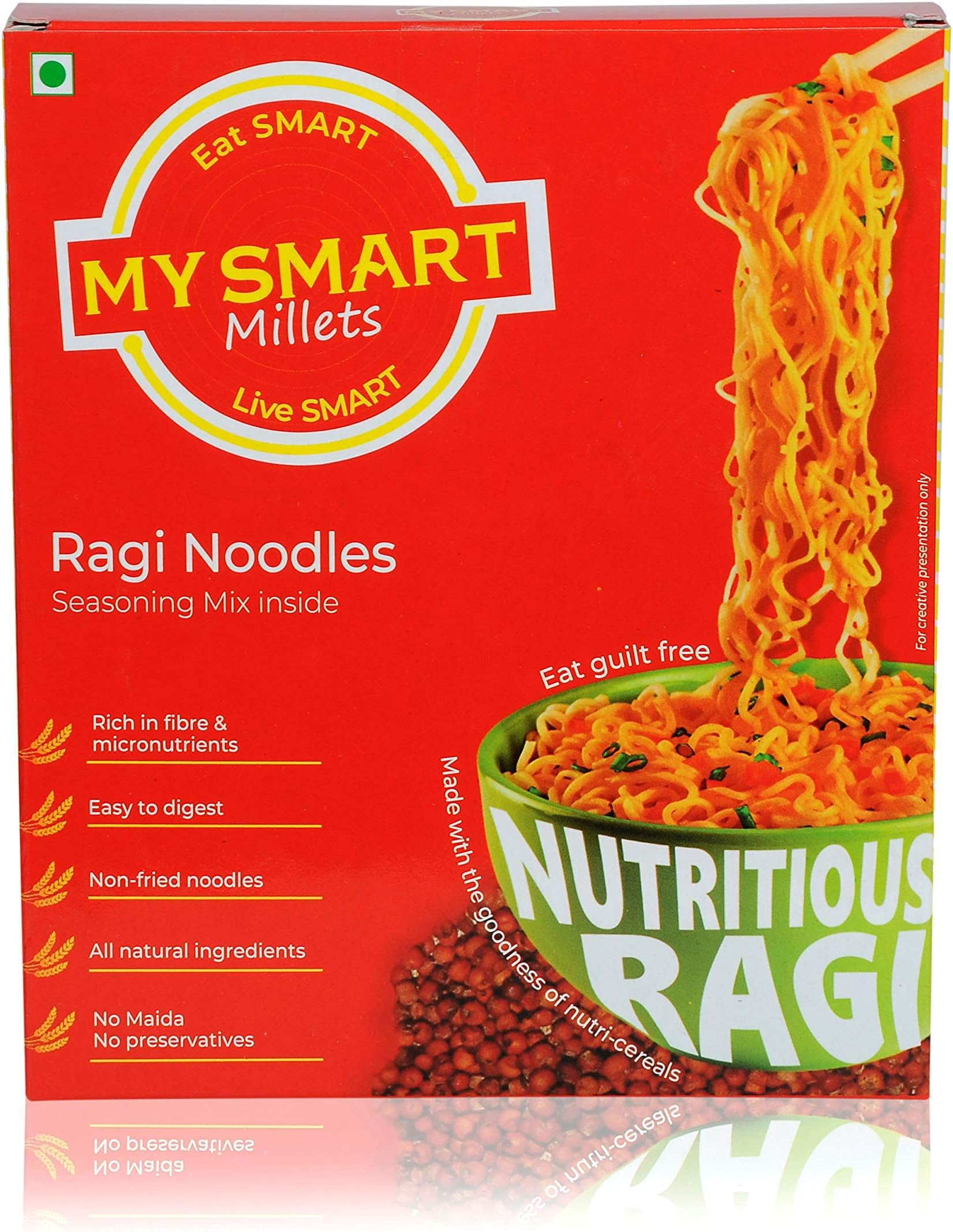 MY SMART MILLETS Ragi Noodles, 75 Grams (Pack of 8)