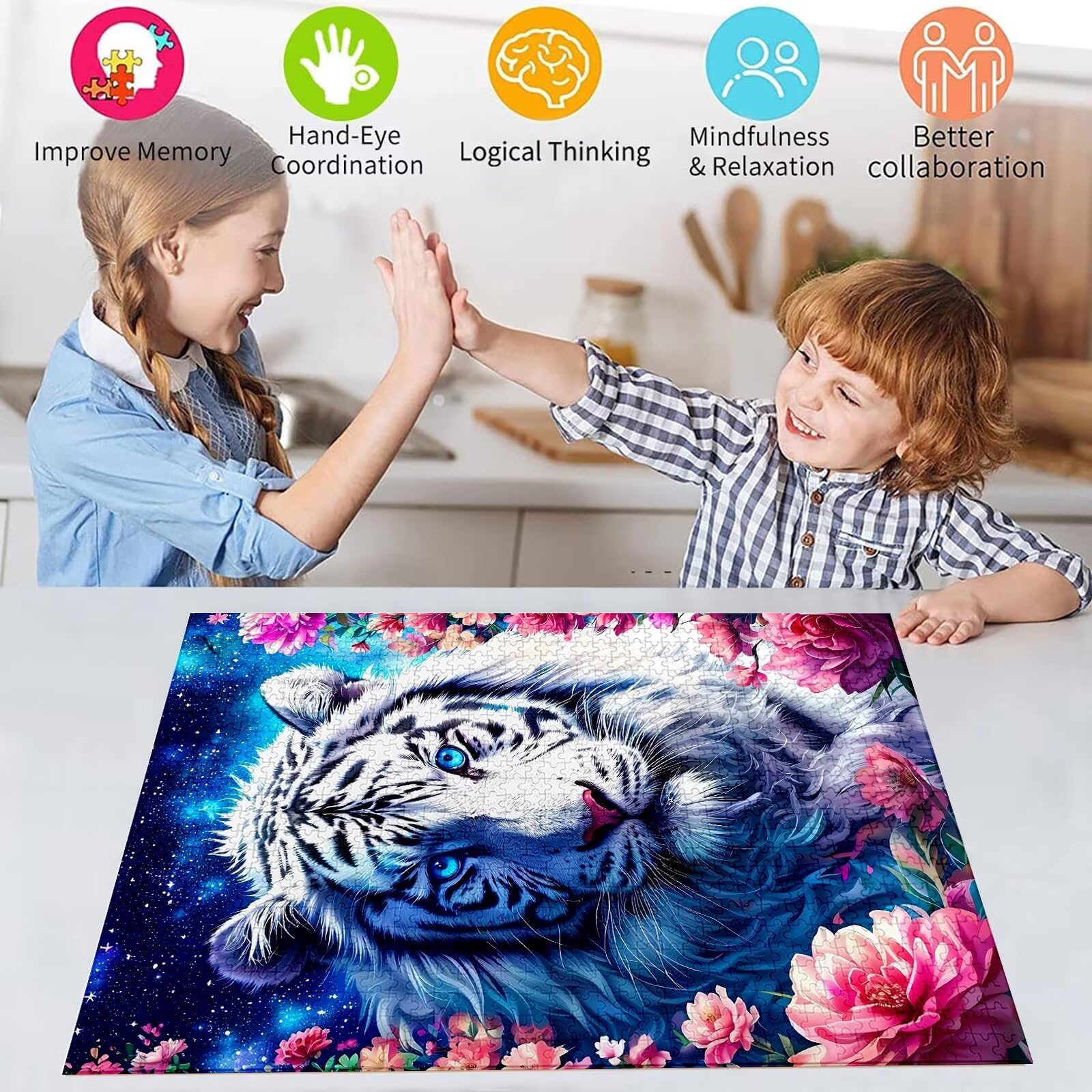 Puzzle 4000 elementów, róża, puzzle dla dorosłych, DIY, duże maty do puzzli, drewniane puzzle dla dorosłych i dzieci od 12 lat, drewniana układanka tygrys, gra zręcznościowa dla całej rodziny