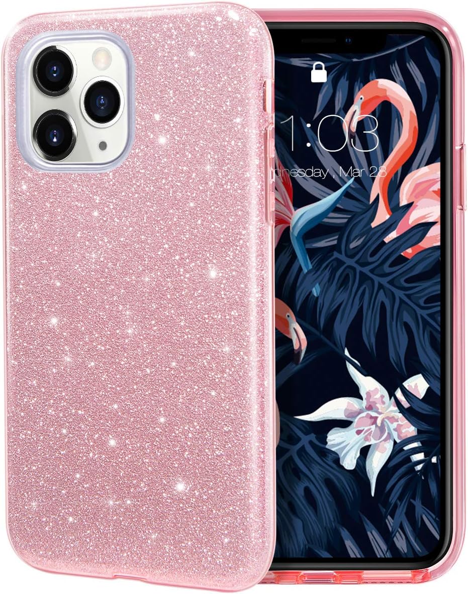 MILPROX Case Compatible for iPhone 11 Pro, Bling Sparkly Glitter Luxury Shiny Spark Shell, Protective 3 Layer Hybrid Anti-Slick Slim Soft Cover for iPhone 11 Pro 5.8 inch (2019) -Rose Gold