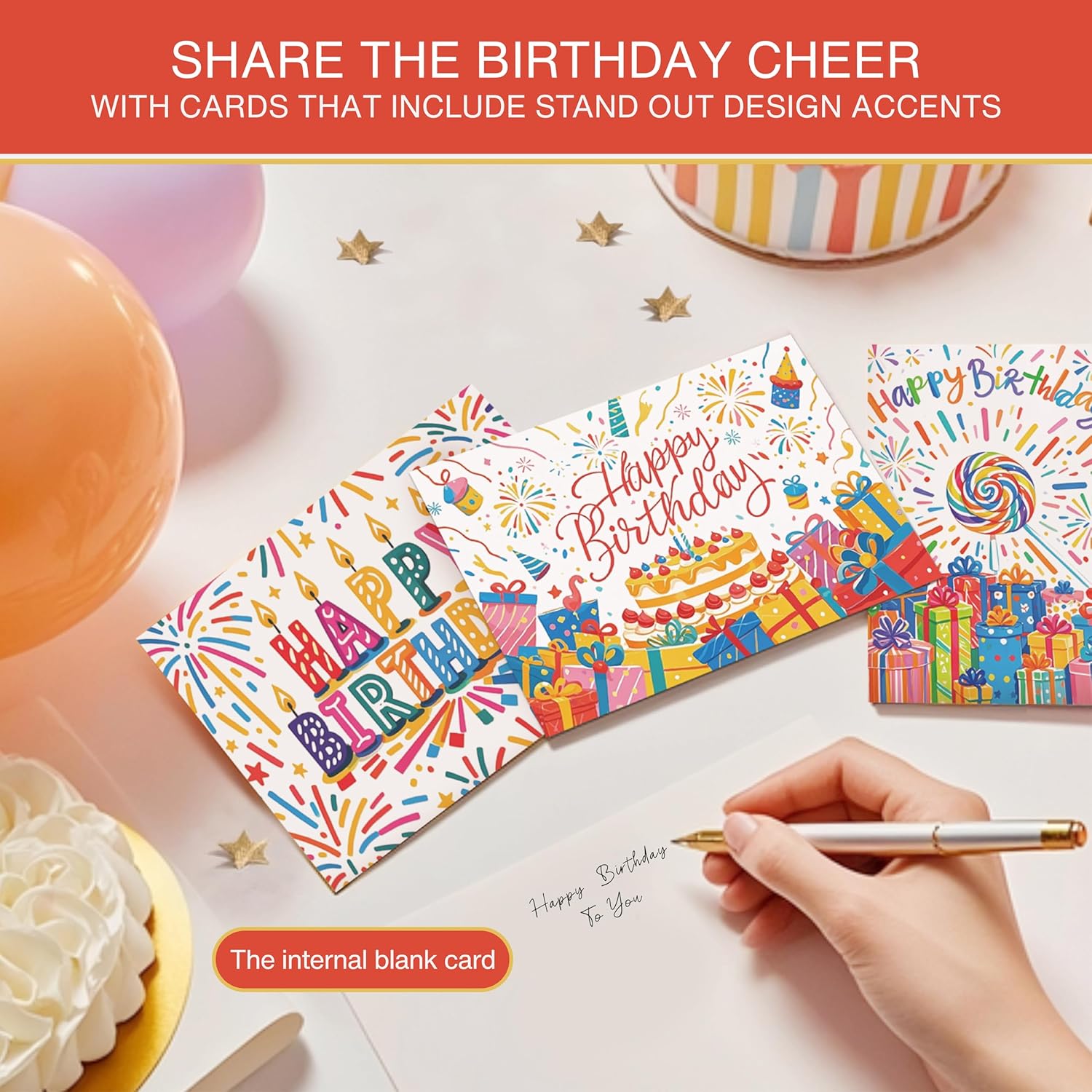 20pcs Birthday Cards, Messages, Envelopes, and Stickers | 4x6 Inch Happy Birthday Cards Bulk for Family, Kids, Friends, Work, and Office Celebrations. (20 Pcs Cards With Firework patterns) - Image 7