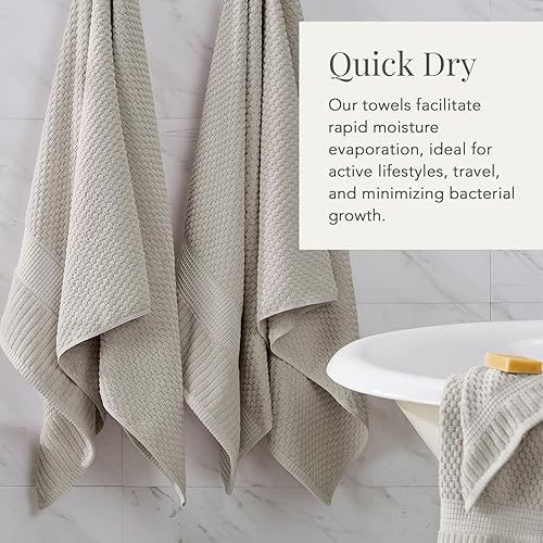 Miniatura 3 de NY Loft 100% Cotton Bath Towel Set of 4 Grey Towels Oeko-TEX® Standard 100 Soft & Absorbent, Quick-Dry Bath Towels 30" x 52" Trinity