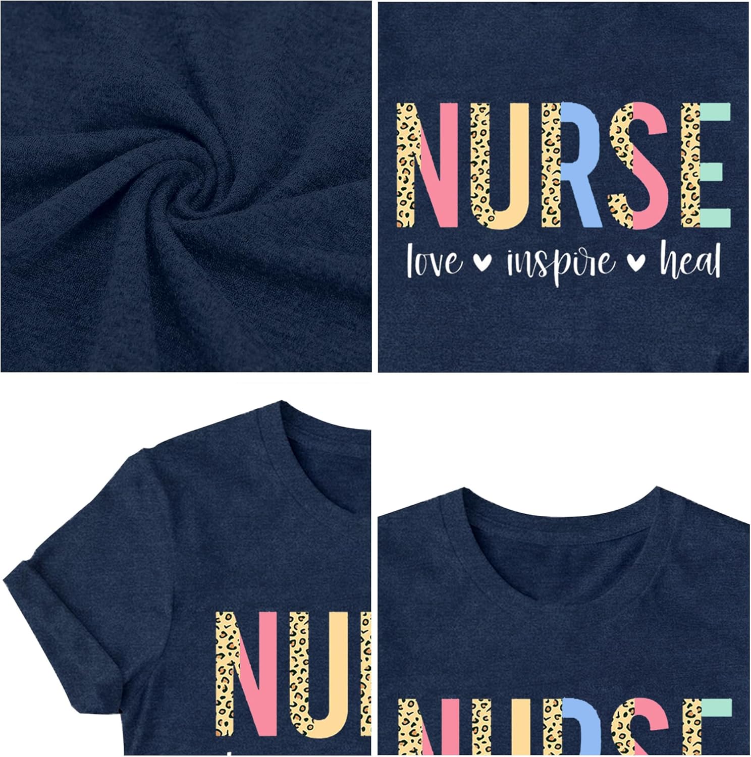 LBP Womens Nurse Shirt Nurse Leopard Print Tshirt Love Inspired Healing Top - Image 6