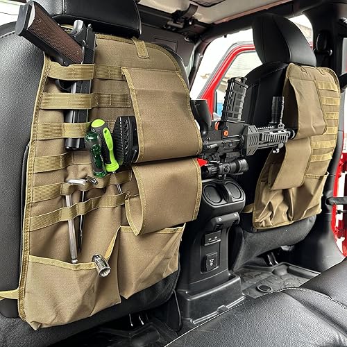 Organizador táctico caqui para asiento trasero de automóvil, con panel Molle de pistola para camioneta, SUV, MPV, cubierta de asiento delantero,