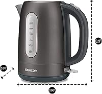 Vista 3 de Sencor SWK1778BK - Tetera eléctrica de acero inoxidable de 1,7 L con tapa de bloqueo de seguridad, color negro