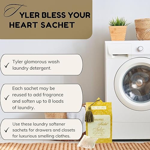 Miniatura 4 de Worldwide Nutrition Paquete Tyler Candle Company Bless Your Heart Scent Secadora Sachets  Glamorosas hojas reutilizables para secadora  1 paquete, 4