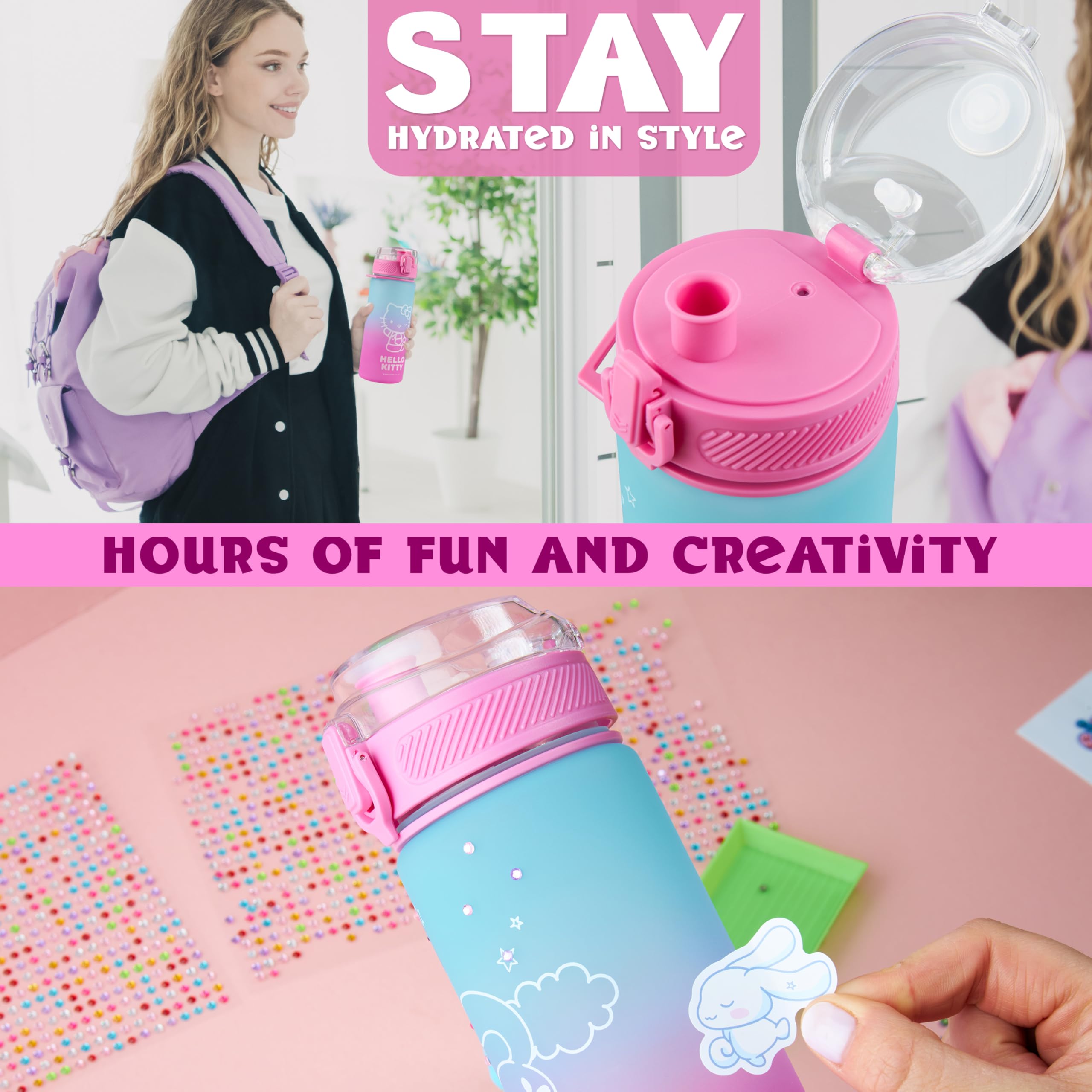 Get Trend Hello Kitty Sanrio Decorate Your Own Water Bottle Craft Kit Girls Teens, Cinnamoroll 550ml Leakproof - Image 3