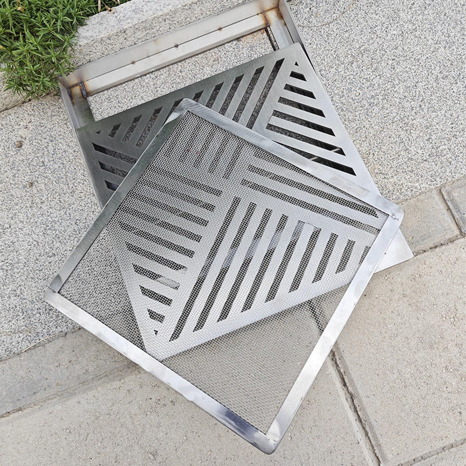 Lar inless stalowa osłona odpływowa na zewnątrz - 30 x 30 cm (12 x 12 cali) ruszt przeciwdeszczowy i ruszt do umywalki do chodnika, podwórza, betonu