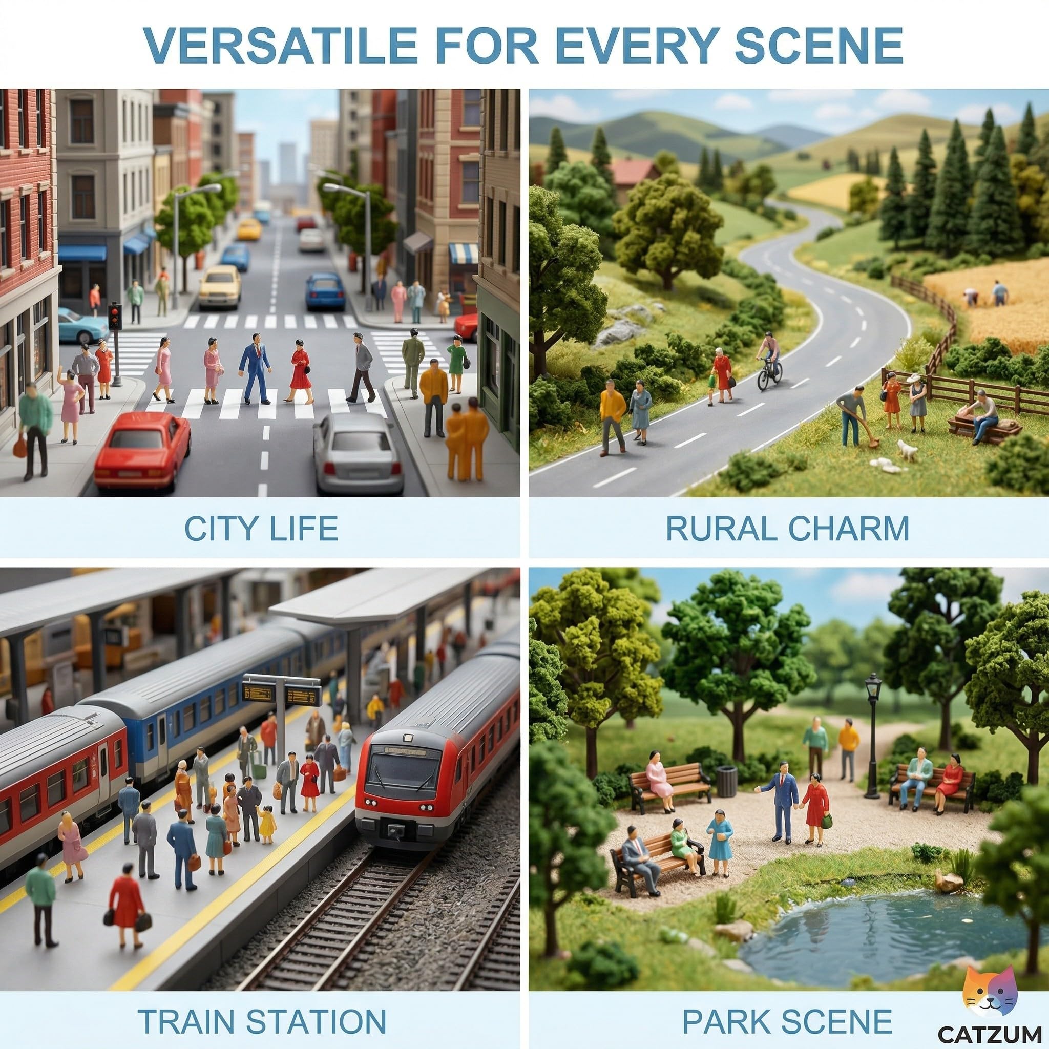 50 Pezzi Piccole Figure Umane Set Miniature Modellini Ferroviari Personaggi Giocattolo (1:75) (Colorato)