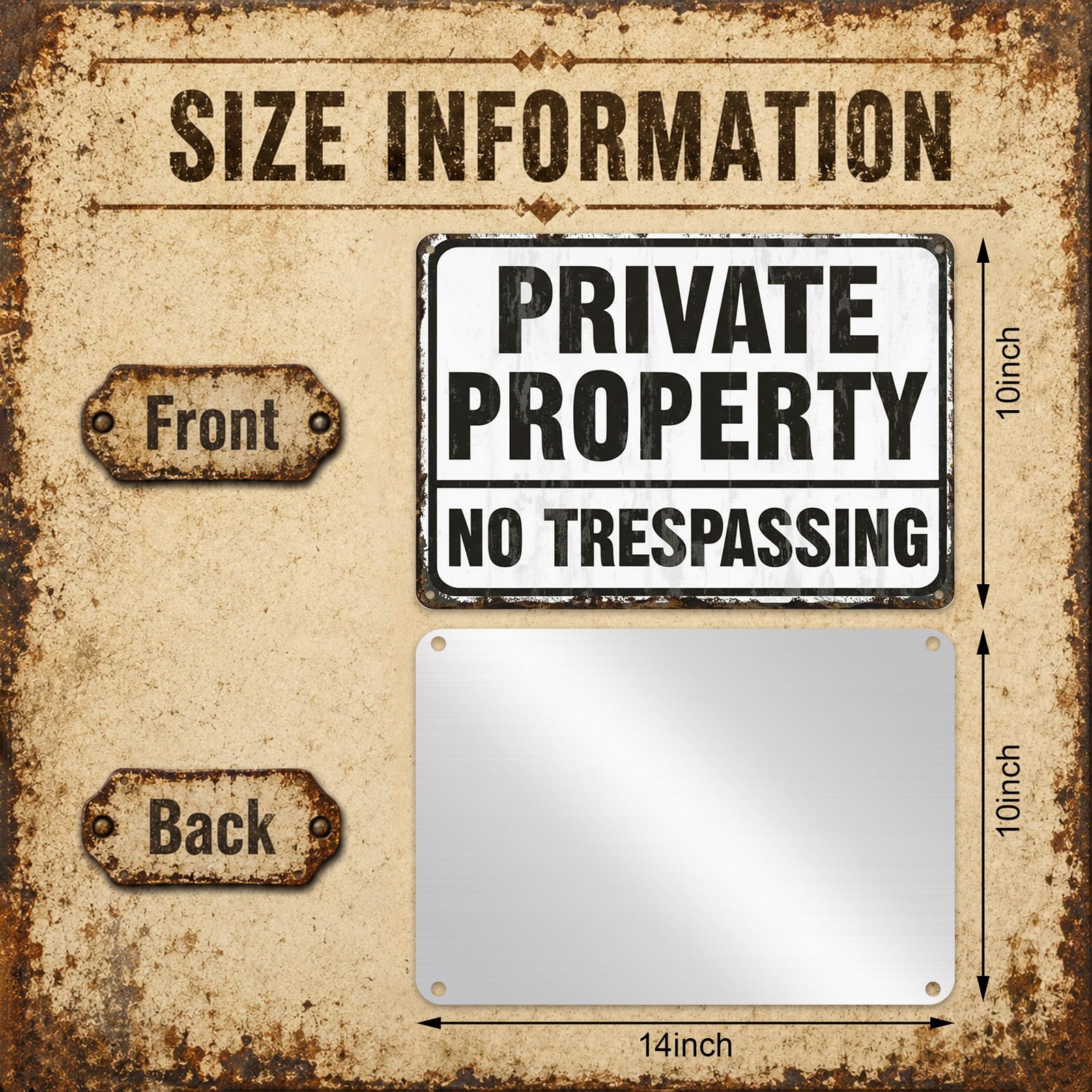 LEIFIDE Lot de 12 panneaux « No Trespassing Private Property » - 17,8 x 25,4 cm - En aluminium réfléchissant - Panneau d'avertissement résistant aux intempéries pour la sécurité des biens - Noir