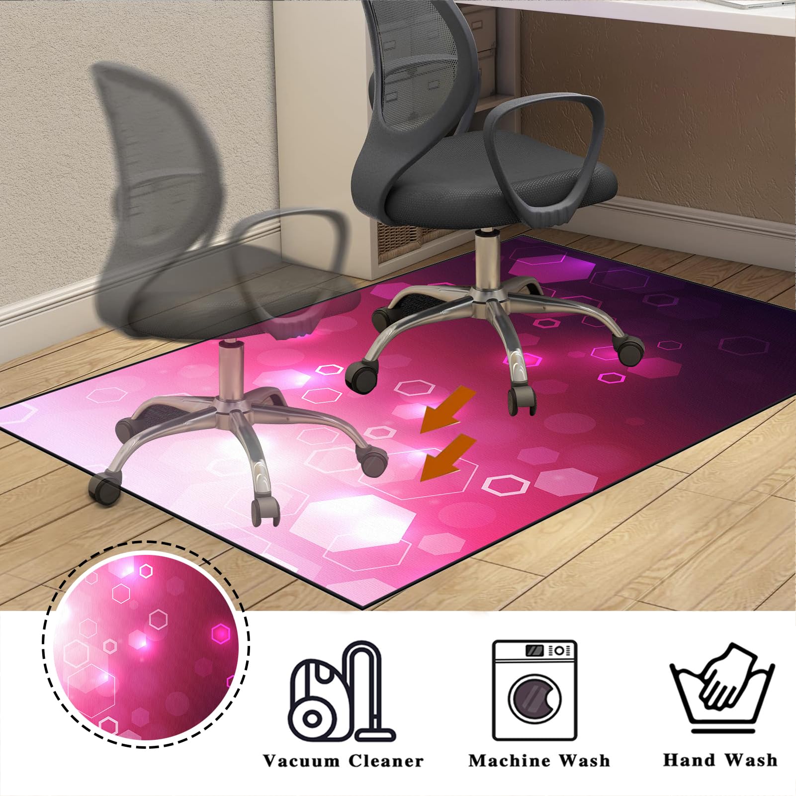 Tapis Protège-Sol pour Chaise de Gaming, Tapis de Chaise de Bureau, Tapis Gaming Sol pour Sols durs, Tapis pour Protection de Sols Lavable Antidérapant, Tapis de Sol Gaming 120 x 140 cm