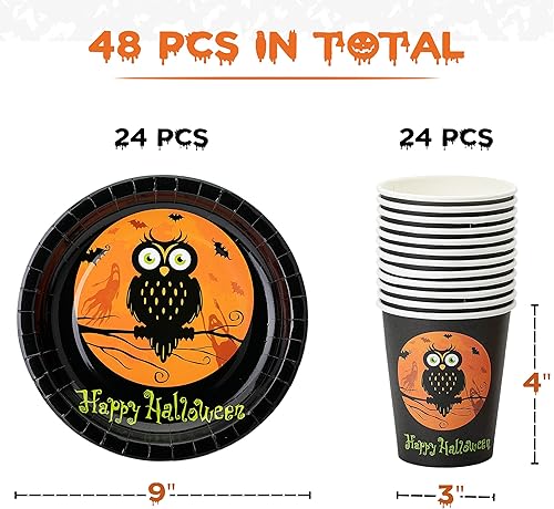 Miniatura 2 de Mr. Pen - Juego de platos y tazas de Halloween, 48 piezas, tazas y platos de Halloween, platos y tazas de fiesta de Halloween, vajilla de Halloween,