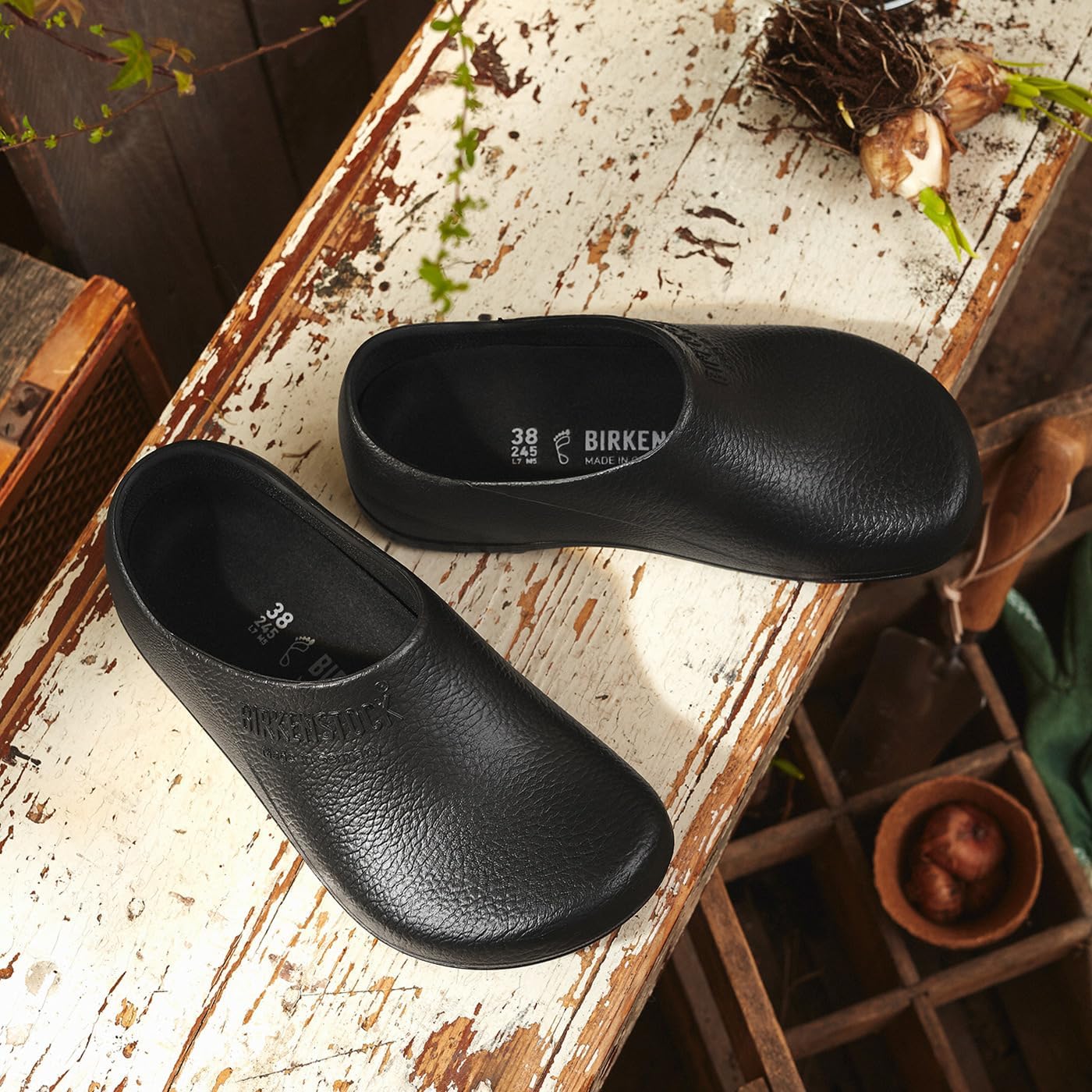 Professional Shoe Swedish Type Profi Birki Polyurethane Black Color Black with Polyurethane Insole, Black, 24.5 cm