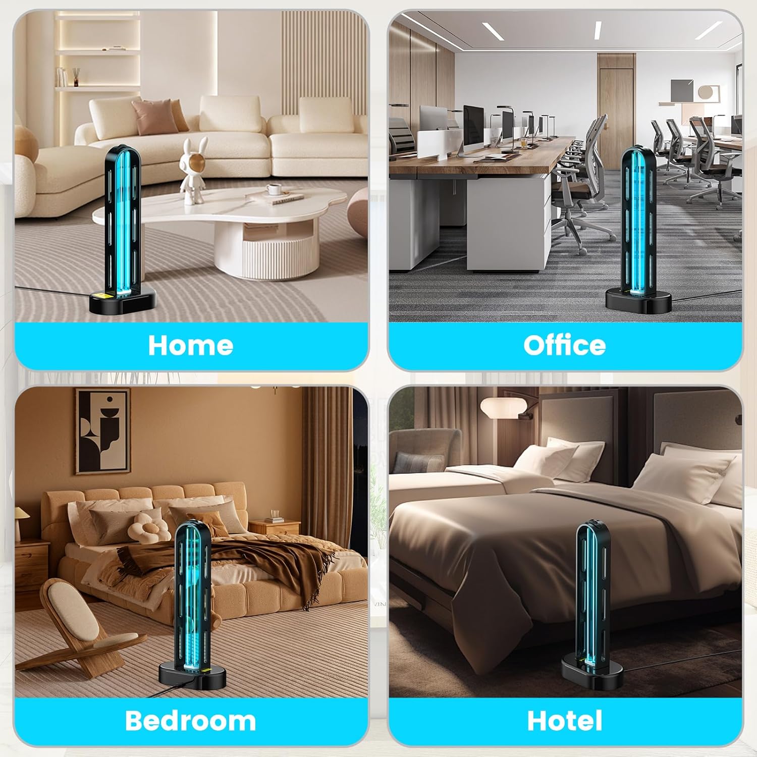 2 Pack UV Light Sanitizer, Ultraviolet Lamp with Remote Control for Bed Bugs and Dust Mites, Home Disinfection Device UV Lamp for Home, Room & Kitchen, Ultraviolet Light with 3 Speed Timings