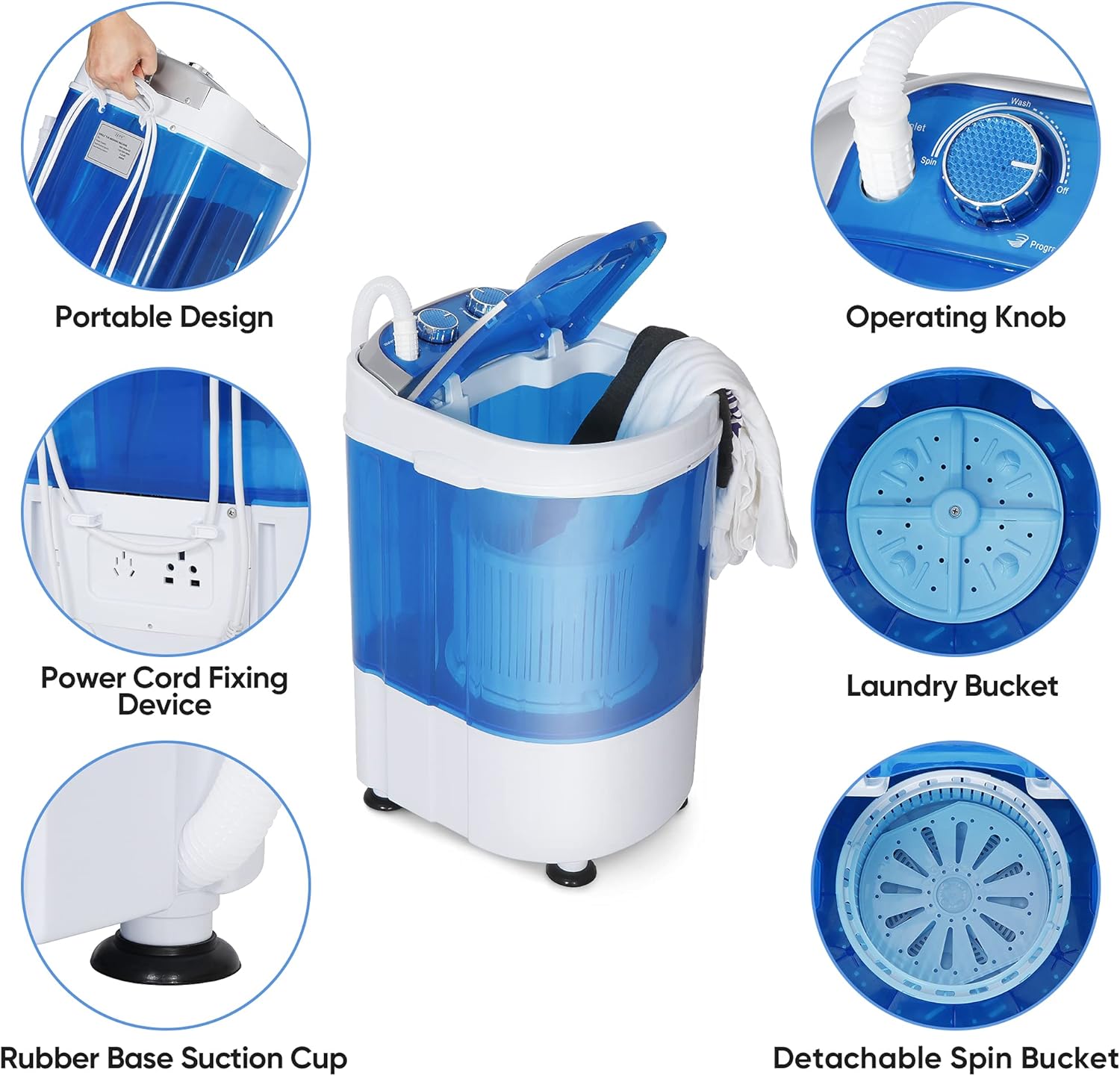 Buy ZenStyle Mini Portable Single Tub Washing Machine Compact 2IN1