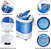 Vista 2 de Mini Lavadora Portátil, Pequeña Lavadora Compacta de 4.4 libras de Capacidad con Cesta de Ciclo de Centrifugado y Manguera de Drenaje Lavadora