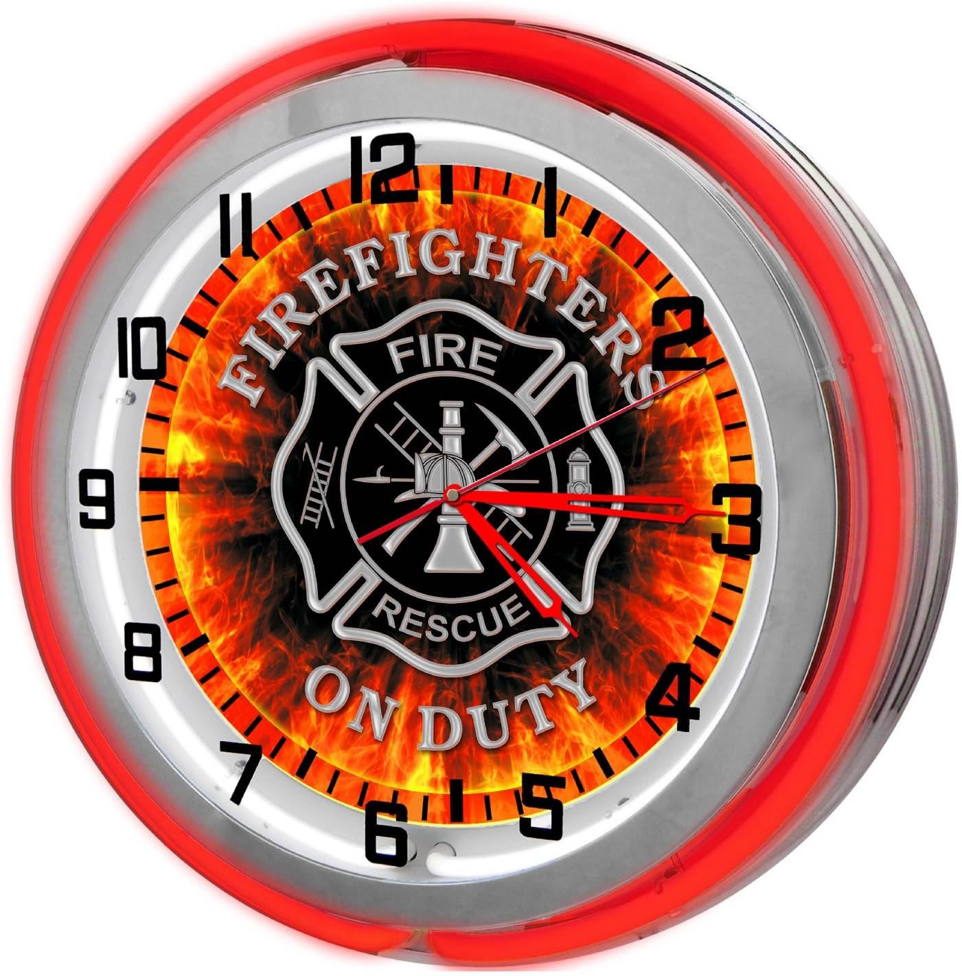 Firefighter Red 18" Double Neon Garage Clock from Redeye Laserworks