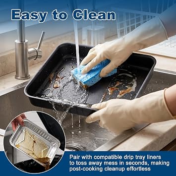 QuliMetal 93305 Grease Catch Pan with 20 Pack 6415 Disposable Drip Pans