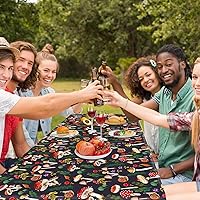 Vista 5 de MHJY Mantel de picnic con fundas de banco, 3 piezas, resistente al viento, impermeable, con bolsa con cordón, mantel de mesa de camping Essentials