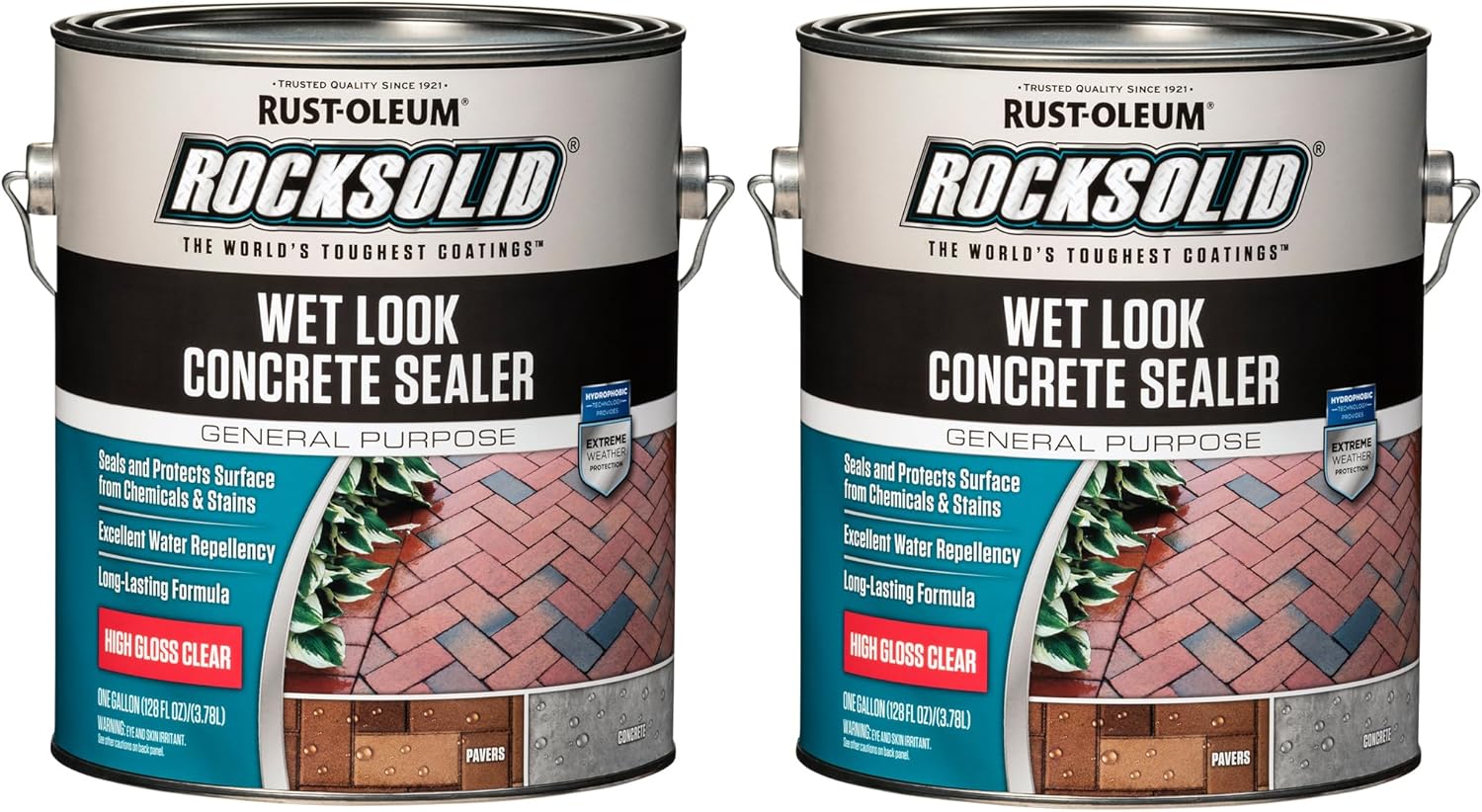 2-Pack of 1 Gal Rust-Oleum 317927 Clear RockSolid Wet Look Concrete Sealer