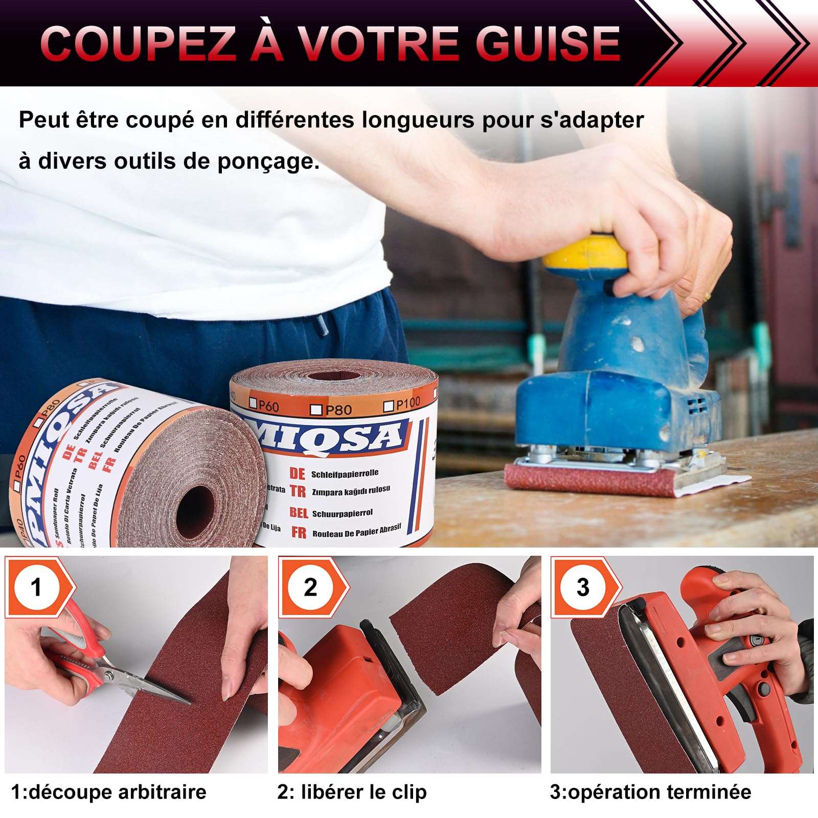 Rouleau de Papier Abrasif 15 m x 93 mm Oxyde D’Aluminium Grain 120 | Papier de Verre en Toile émeri à Base de Tissu pour Le Bois, Le MéTal, La Peinture pour Ponceuses Vibrantes et Manuelles