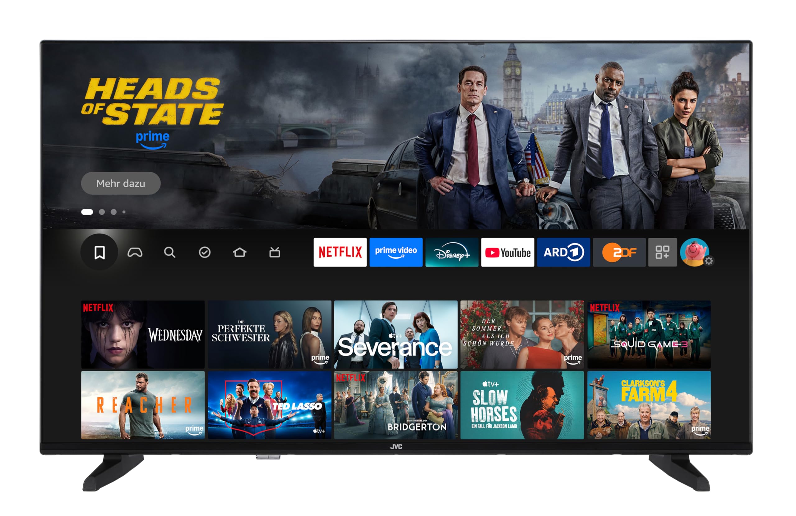 JVC TV 43 pulgadas Fire TV 4K QLED Smart TV con Dolby Vision HDR, Dolby Atmos, control de voz Alexa y sintonizador triple, UHD TV LT-43VRQ3555 (2026)
