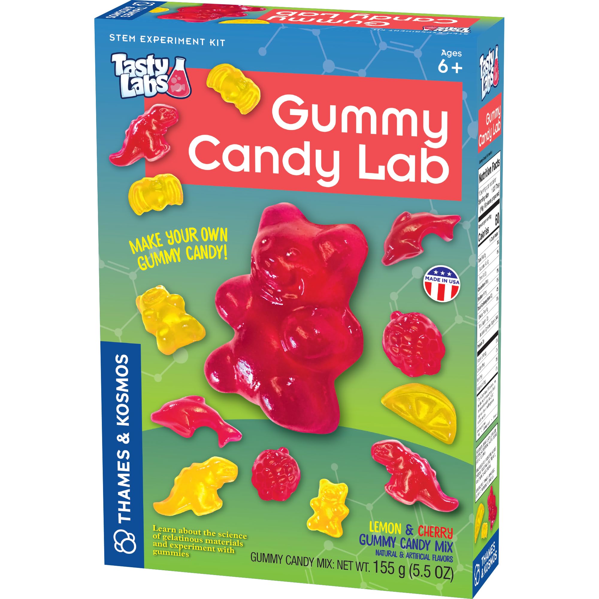 Thames & Kosmos Gummy Candy Lab - Bears, Fruit, Dolphins & Dinosaurs! Sweet Science STEM Experiment Kit, Make Your Own Gummy Candies in Cool Shapes & Colors | Learn Chemistry | New & Improved Formula