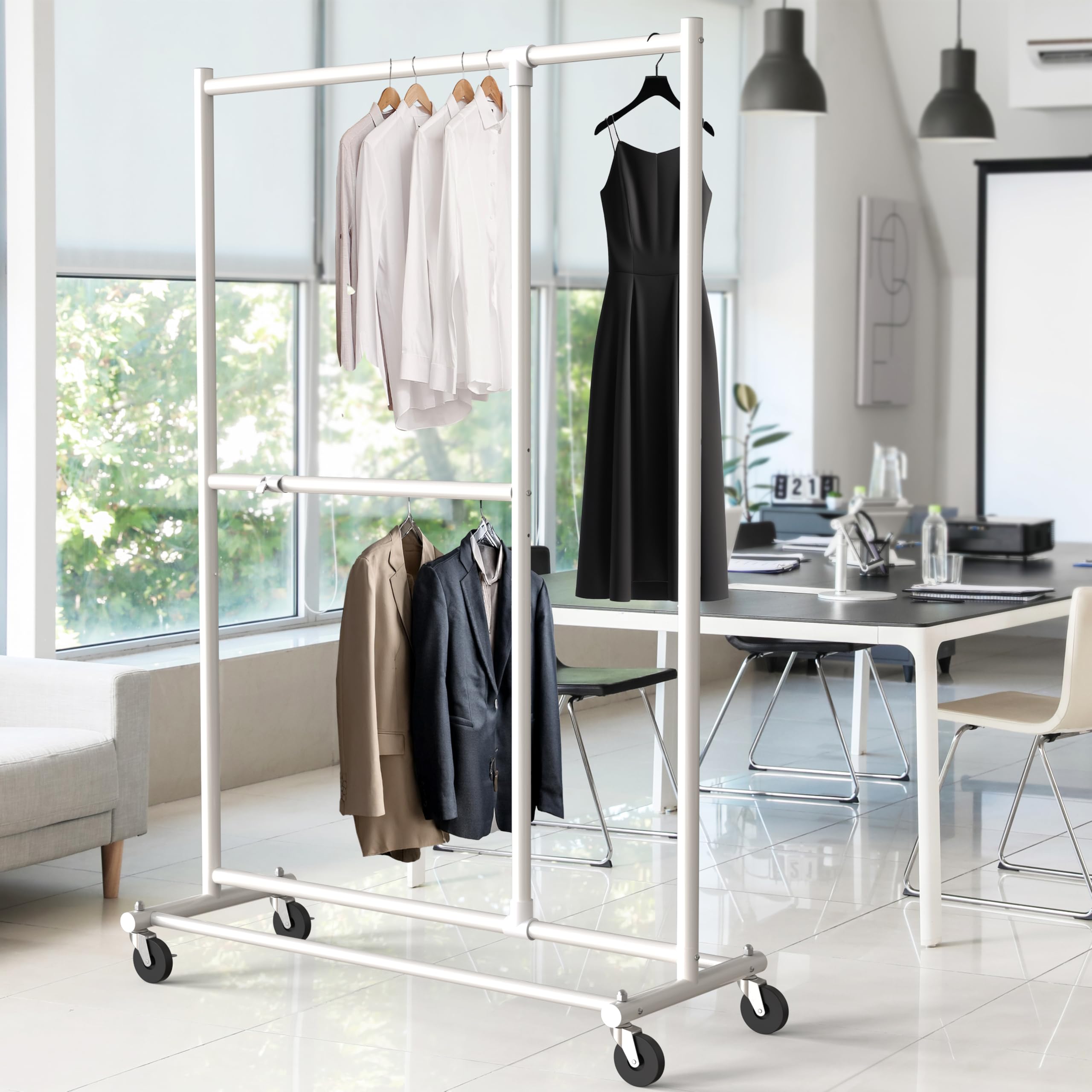 Amazon｜Simple Houseware デュアルバー 調節可能な衣類ラック