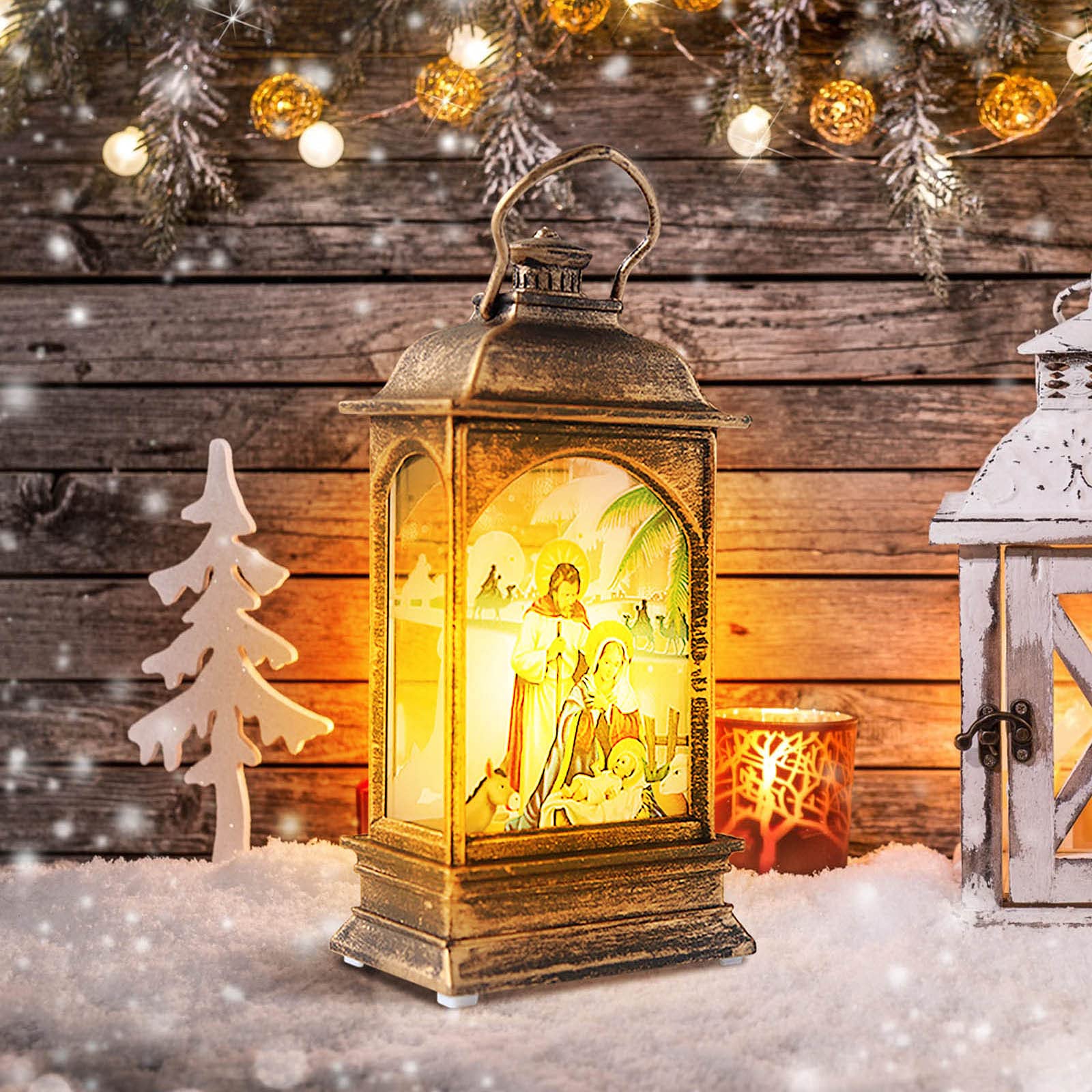 Amazon｜クリスマスの装飾燭台の装飾雪だるまランプデスクトップ電子