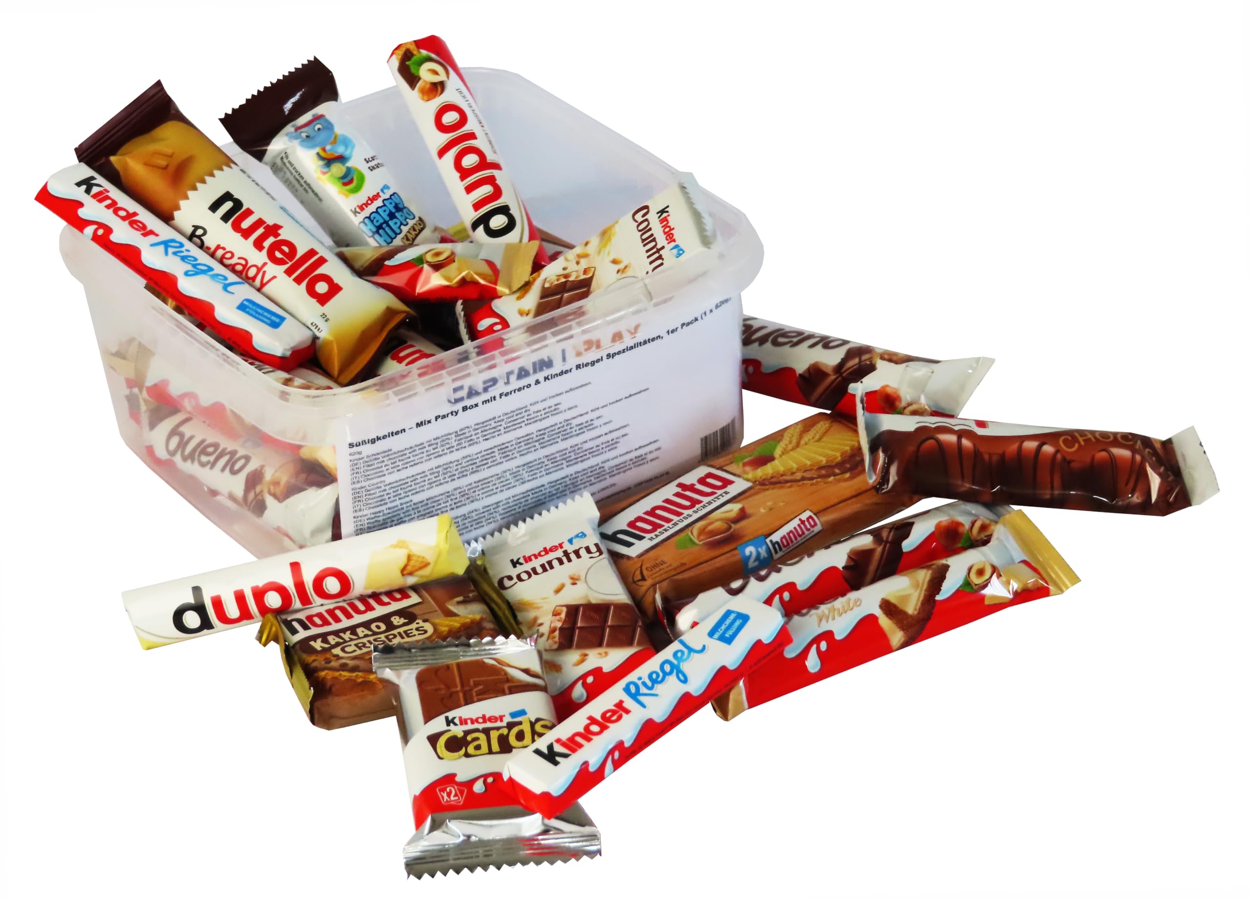 Süßigkeiten – Mix Party Box mit Ferrero Kinder, Duplo & Hanuta Spezialitäten, 1er Pack (1 x 620g)