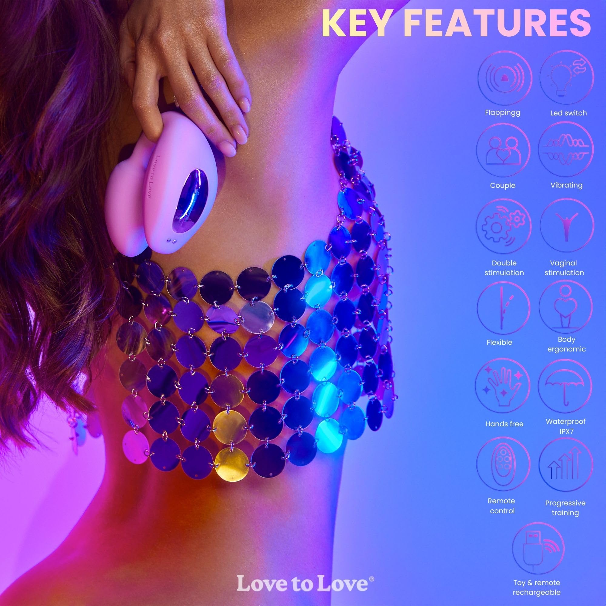 Love to Love Wonderlover – Sex toy ovetto vibrante con telecomando a distanza, doppia stimolazione clitoride & punto G, tecnologia flapping, 9 modalità, impermeabile, utilizzo a mani libere