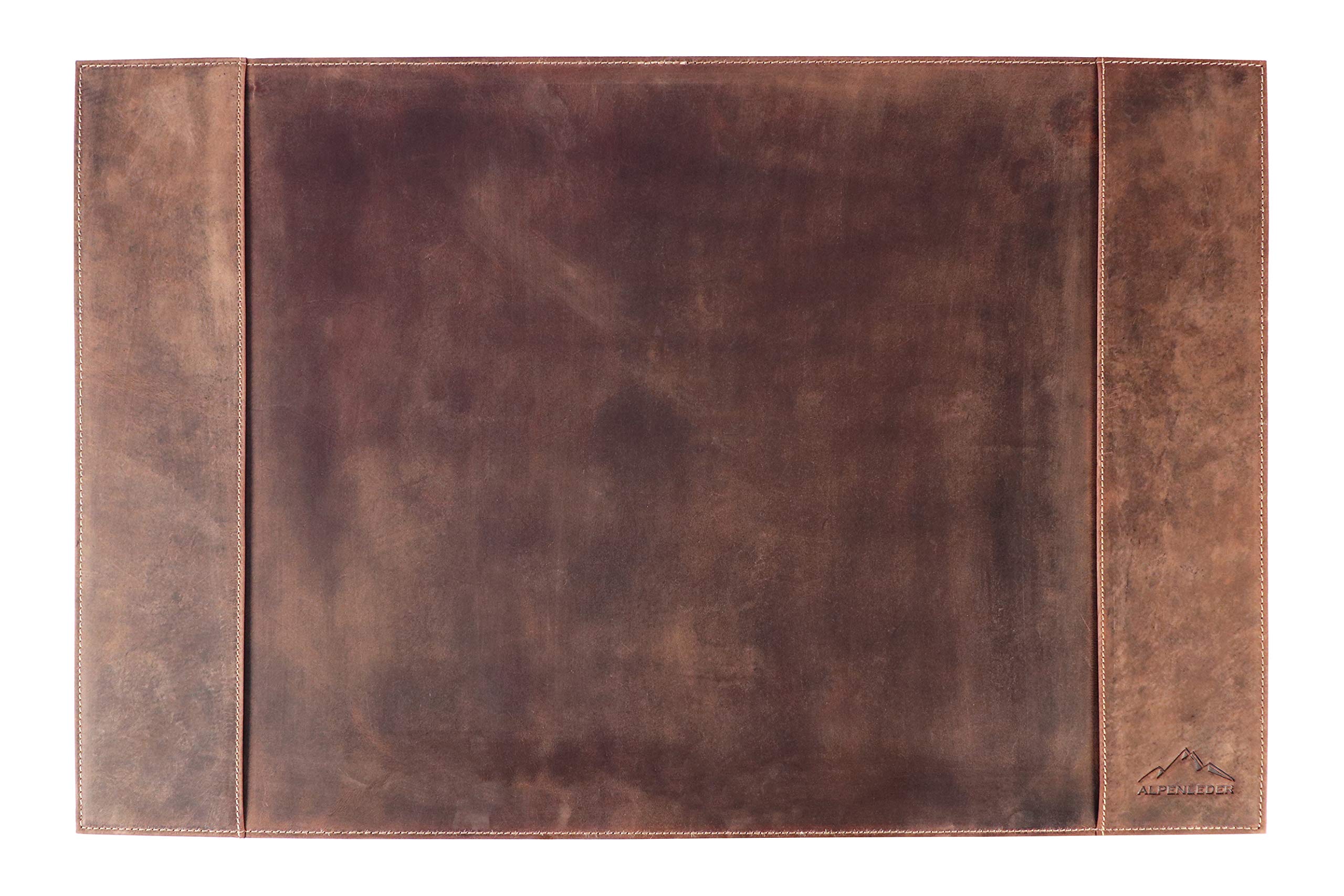 Alpenleder Schreibtischunterlage - TIROL (Handgefertigt) - Nachhaltiges Bio-Leder aus regionaler Landwirtschaft | Schreibtischunterlage leder, Dokumentenfach *Fair Produziert* (68x45cm, Old Havanna)