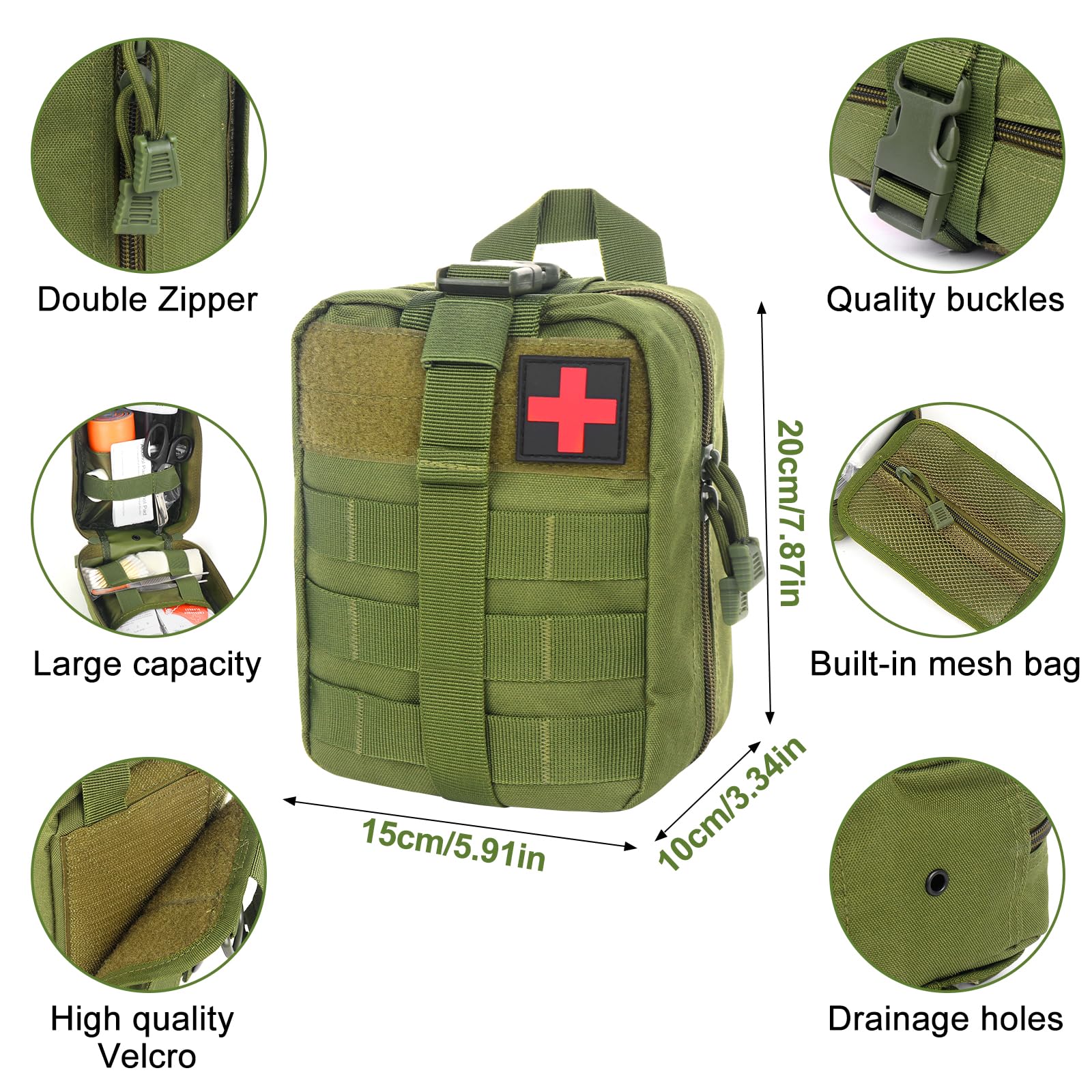 Zestaw pierwszej pomocy Outdoor, 46 sztuk First Aid Kit Military, Zestaw pierwszej pomocy Trauma Set, Zestaw survivalowy First Aid Kit, Medyczna torba taktyczna, na outdoor camping, polowanie