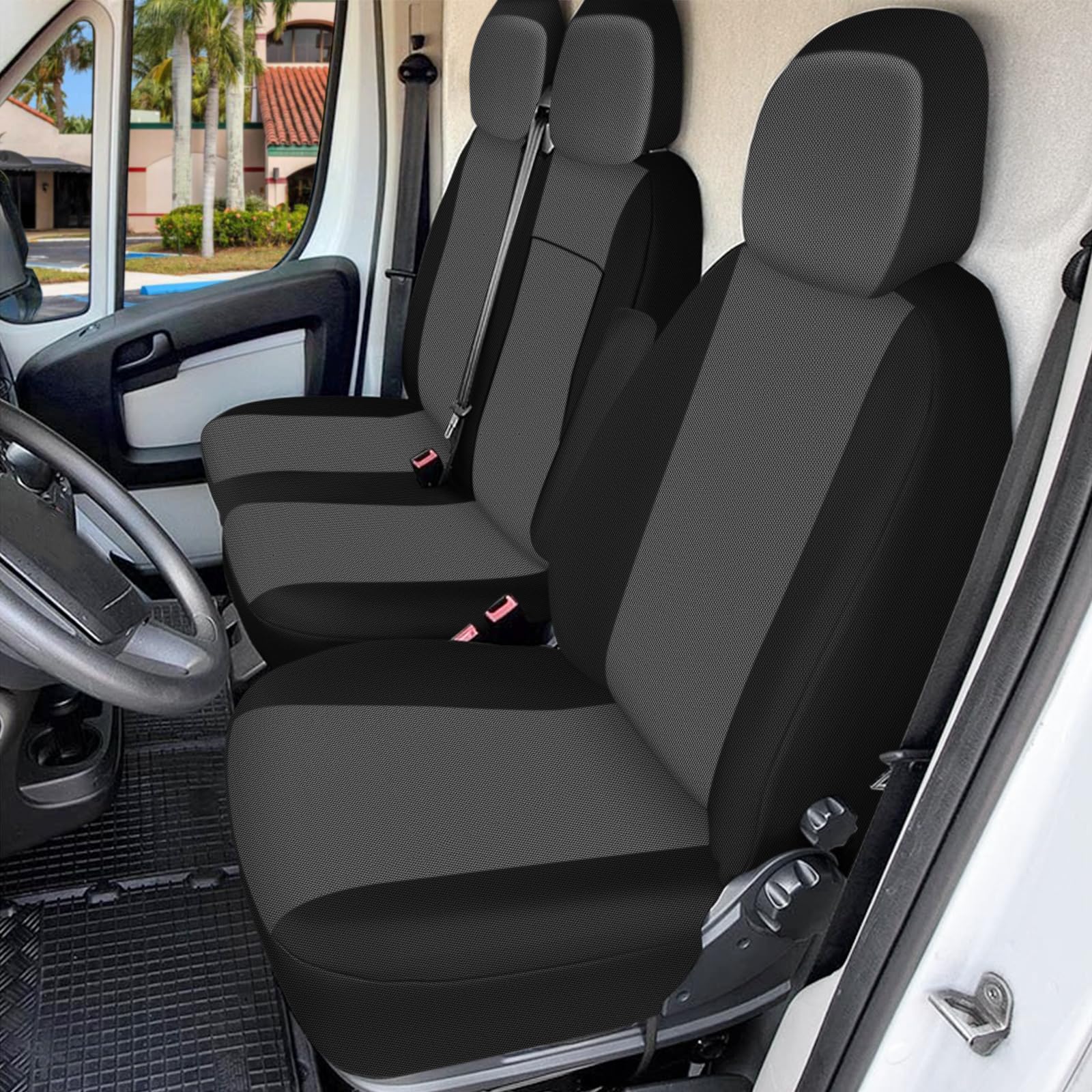 Fundas Asientos Coche para 2006-2025 Fiat Ducato Citroen Jumper- 2+1 Funda Asiento Coche Delantero Funda Silla Coche Protector Asiento Coche, Negro y Gris Oscuro | Fundas para asientos de coche, color negro y gris oscuro