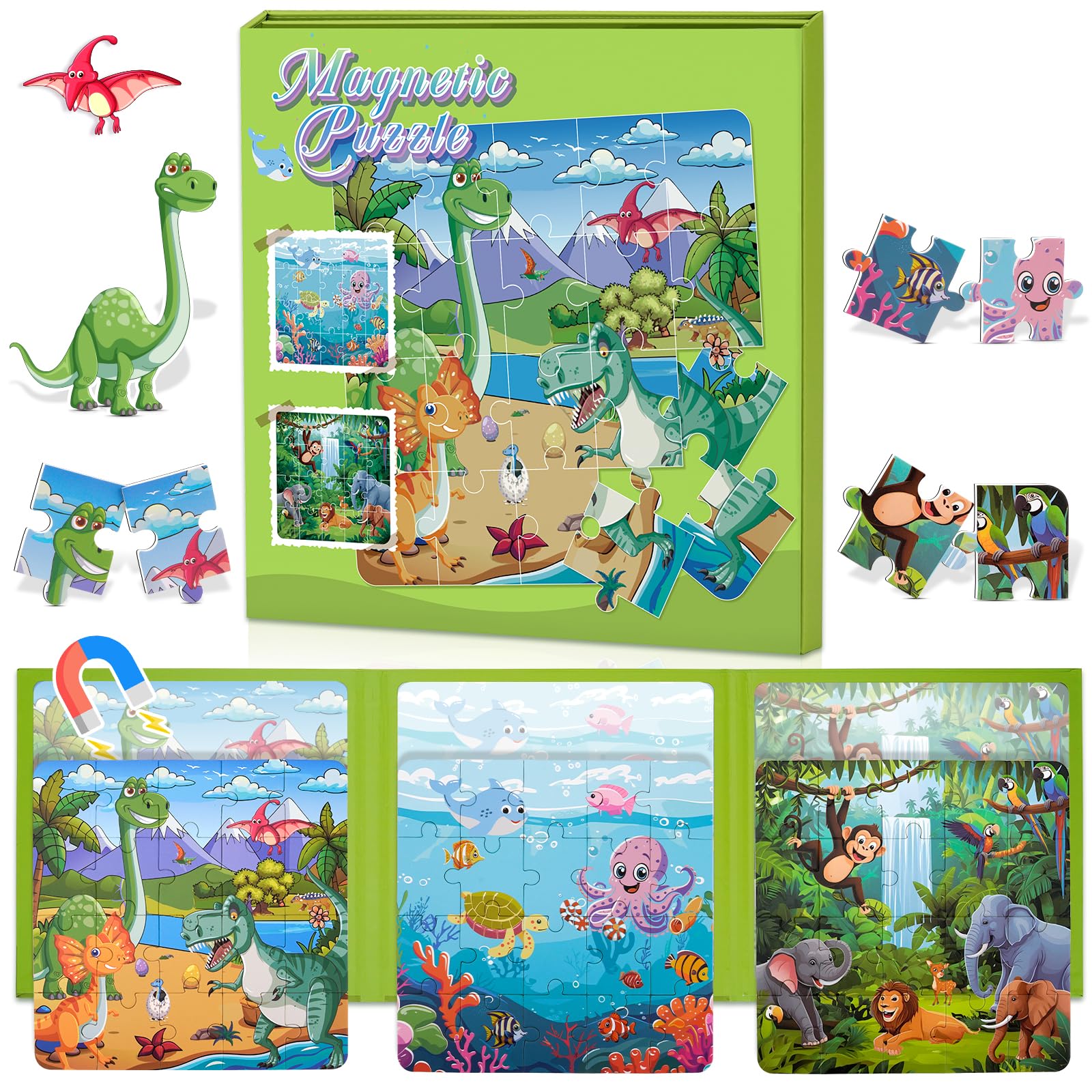 Magnete Spielzeug ab 3 4 5 6 7 Jahre Junge Mädchen, Geschenke für 3-4-5-6 Jährige Jungen Mädchen Kinderpuzzle ab 3-5 Jahre Kinderspiele Beschäftigung im Flugzeug Kleinkind Reisespiele kinder ab 3-8