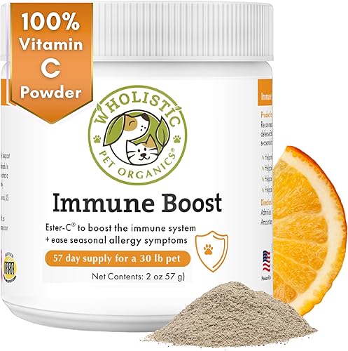 Miniatura 1 de Wholistic Pet Organics Impulso inmunológico vitamina C orgánica en polvo para perros, medicamentos para la alergia para perros, alivio de la