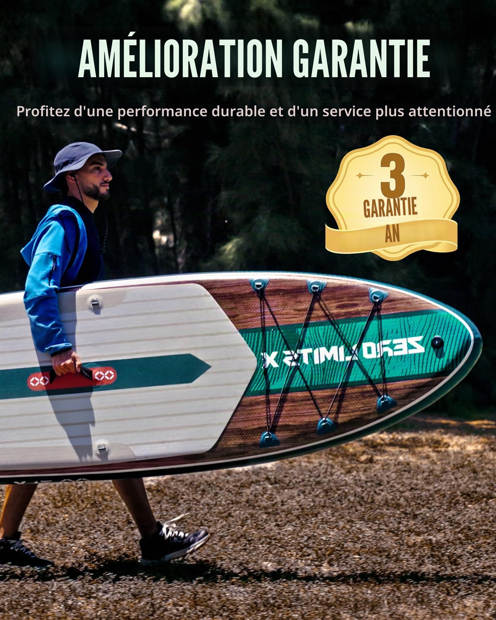 ZLX Paddle Gonflable Adulte 2 Places 320 x 84cm, Stand Up Paddle avec Siège Kayak, Planche Sup Complète avec Accessoires, pour Débutants et Tous Niveaux