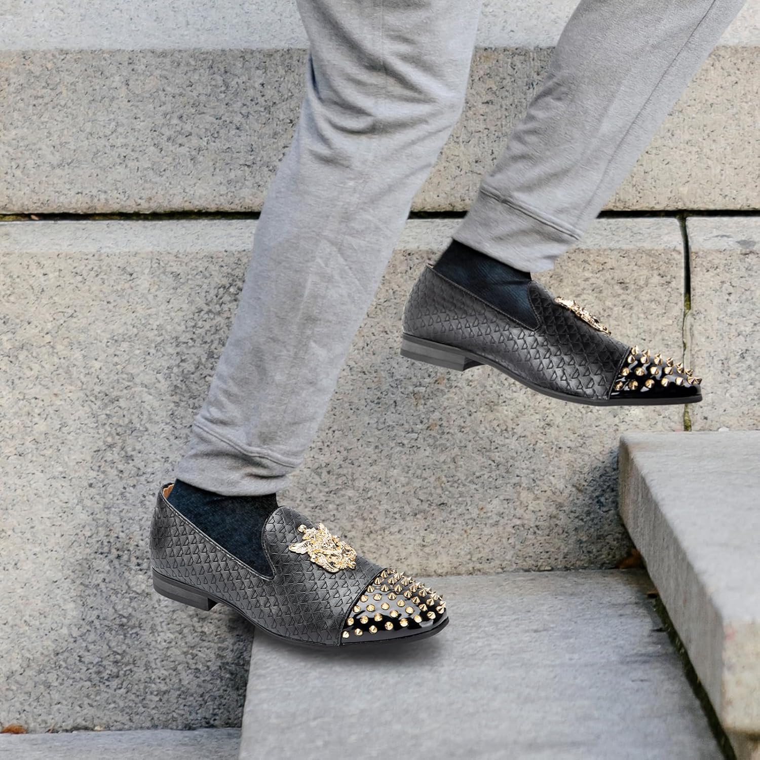 Meijiana Mens Velvet Loafers Dress Shoes with Metal Embellishments Party Luxury Loafer Shoes - Image 3