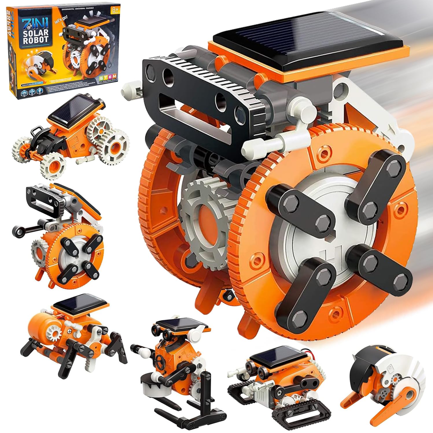 Robot for Kids, 7-in-1 Solar Robot STEM Experiment Kit, Build Solar-Powered Robots, No Batteries Required, Learn About Solar Energy & Technology, Solar Panel Included, Christmas Gifts for Kids