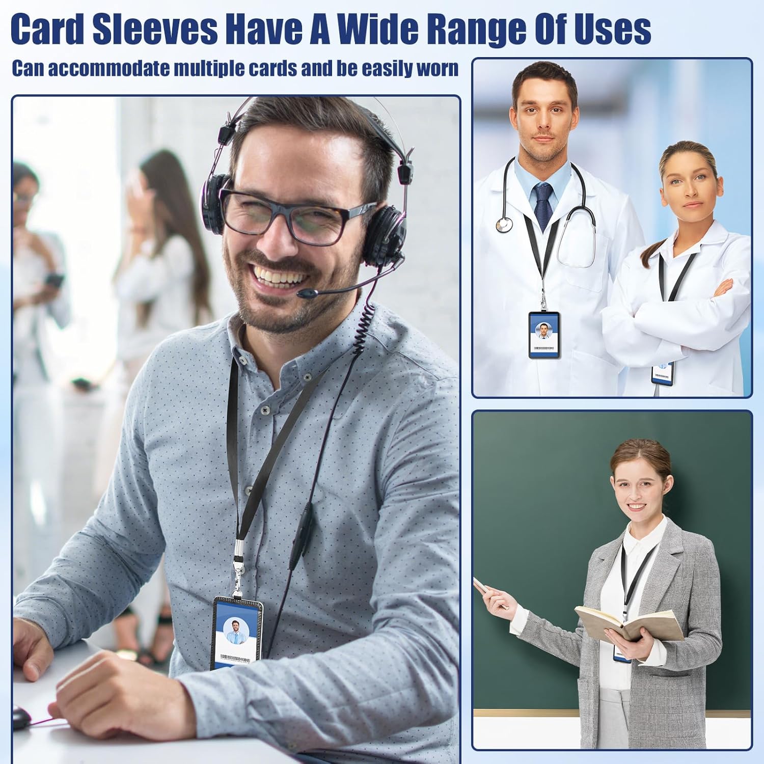 20 Pack Sublimation ID Badge Holder with Lanyards, PU Leather id Card Holder, Blanks Bulk Heat Transfer Print Vertical Name Badge Holders for Coach Office Employees Teacher