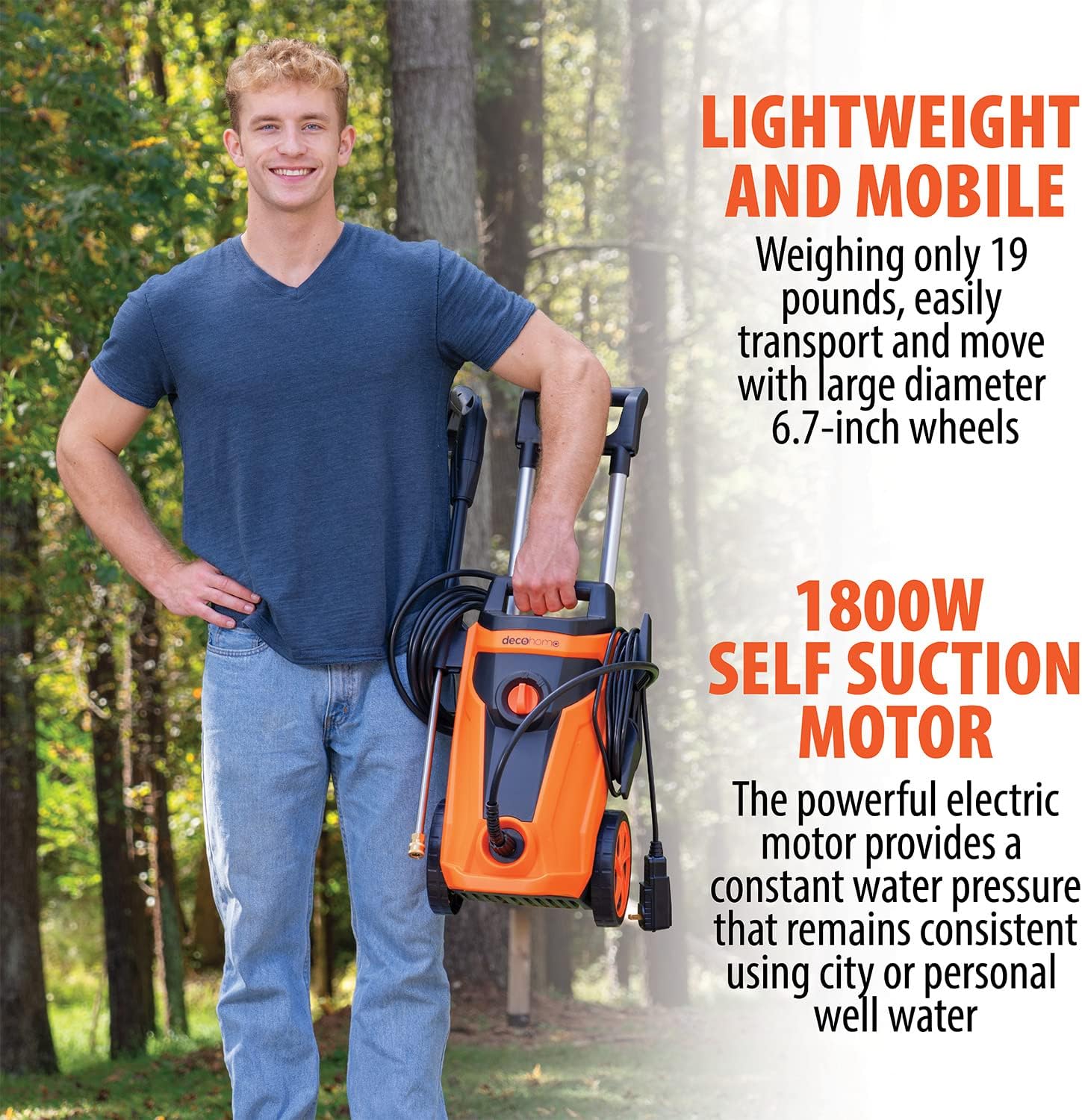 Detailed view of pressure washer connections and features