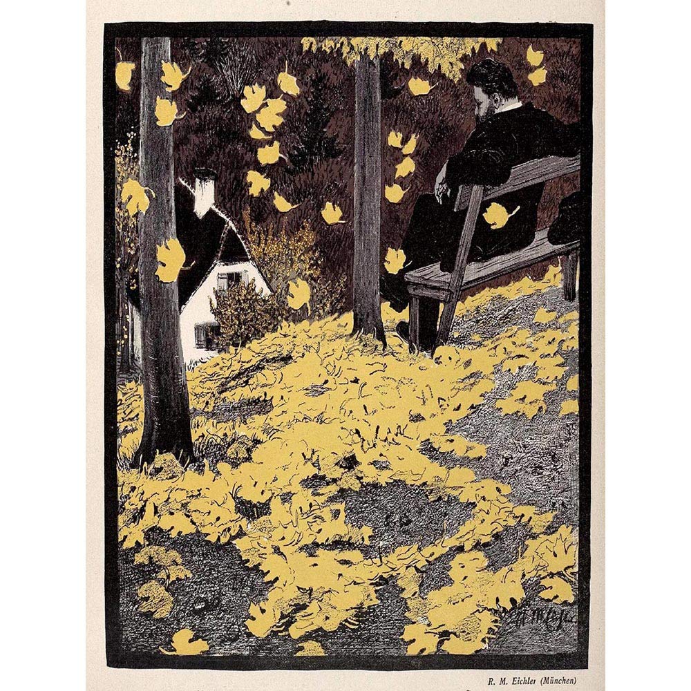 Wee Blue Coo Advert Cultural Magazine Cover Jugend Bench Nouveau Art Print Poster Wall Decor 12X16 Inch