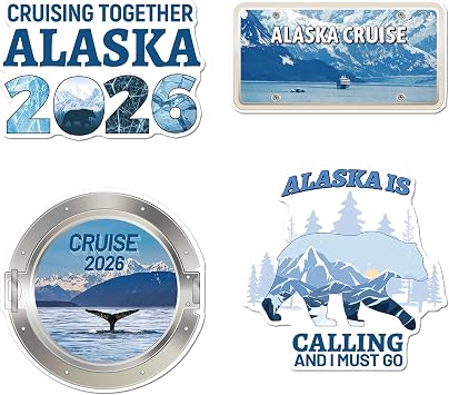 HemerVows Alaska Cruise Door Magnets, 2026 Alaska Cruise Essentials, Durable Waterproof Cruise Must Haves for Carnival Stateroom Cabin Party Decor Refrigerator Magnets