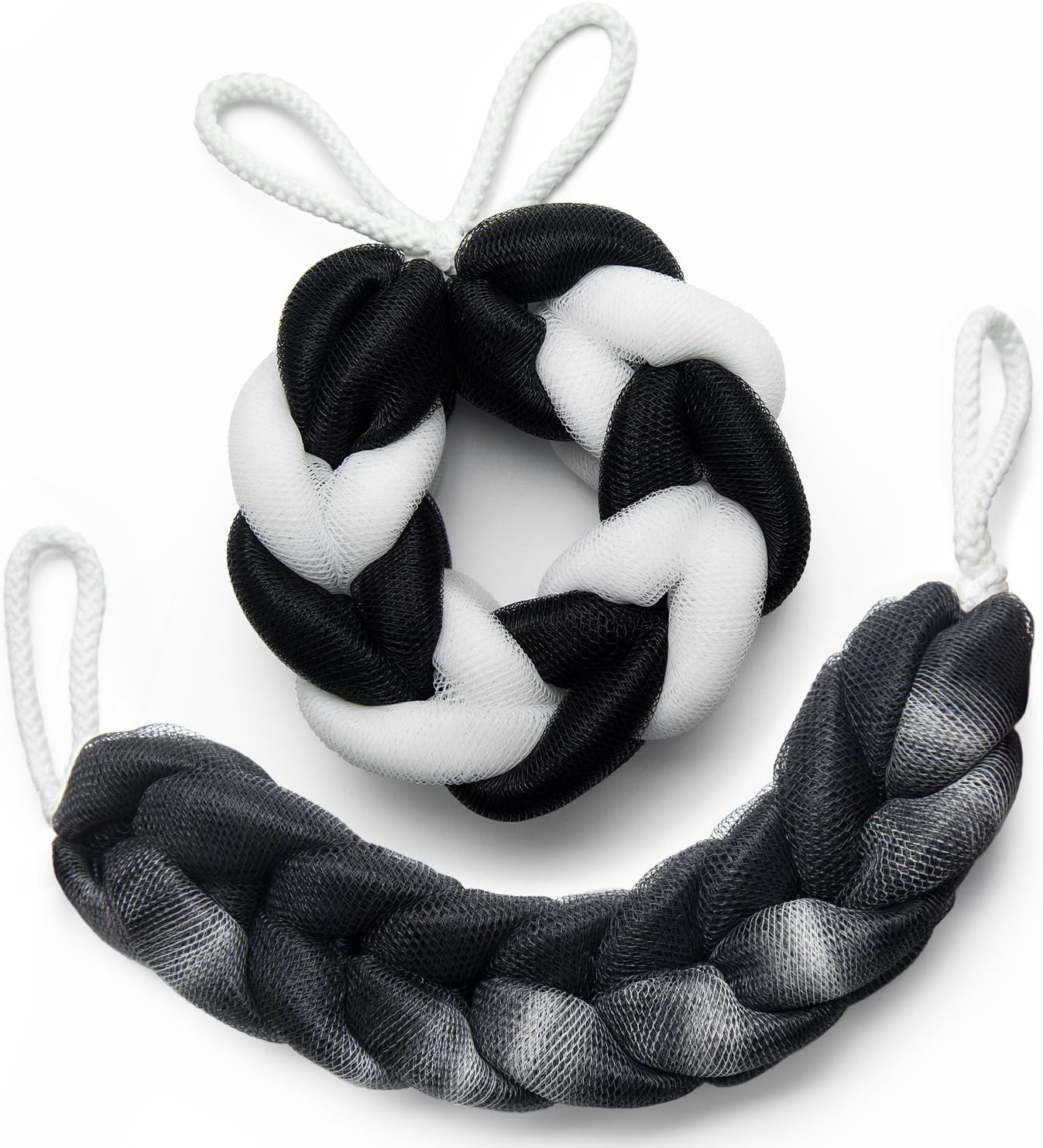 Bath Loofah Sponge Large Shower Pouf Body Scrubber Ball Mesh Pouf Bath Sponge 2 Pack