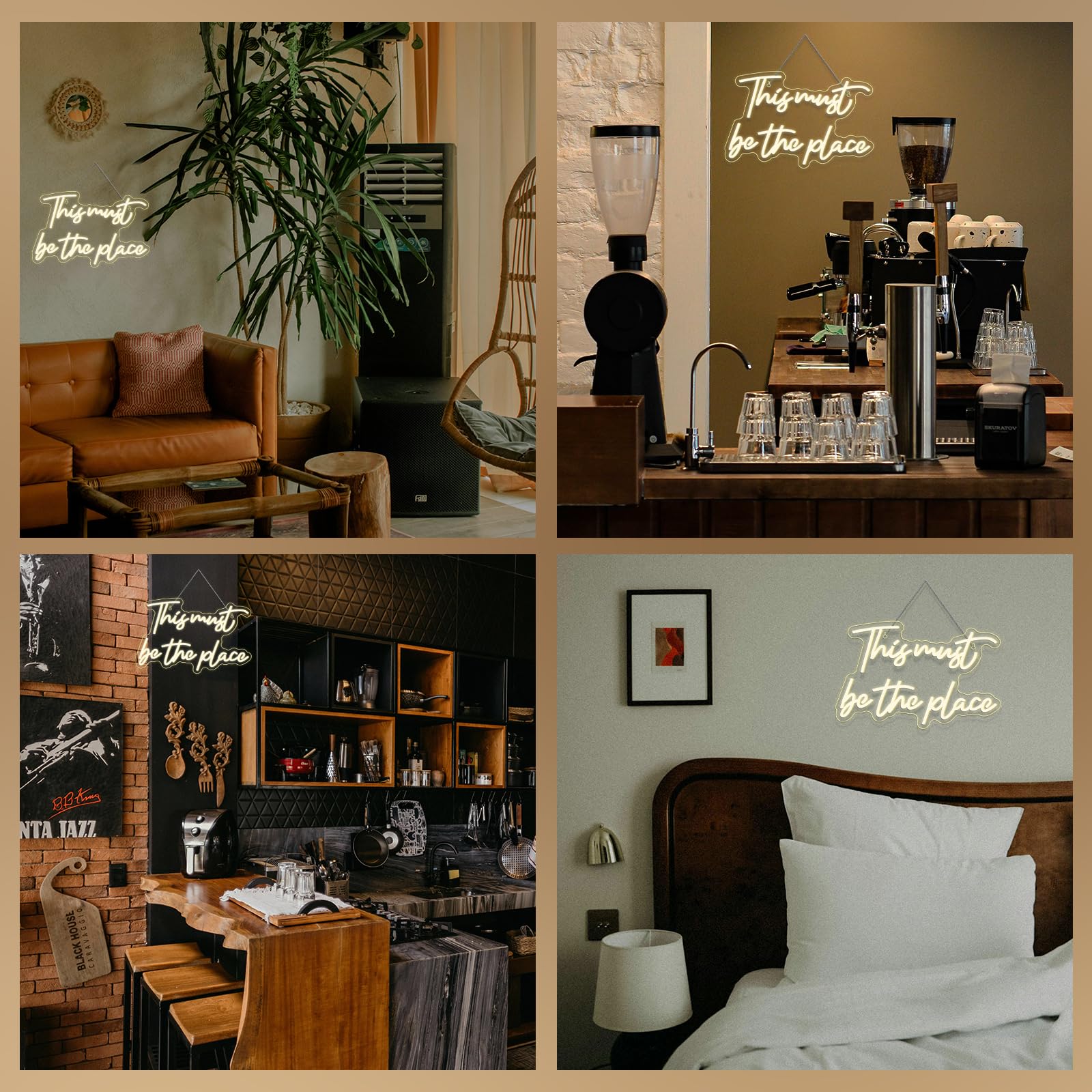Neonschild mit Aufschrift "This Must Be The Place", warmweiß, Buchstaben-LED-Schilder für Wanddekoration, USB-Wort-Leuchtschilder für Schlafzimmer, Salon, Männerhöhle, Bier, Zuhause, Bar, Hochzeit