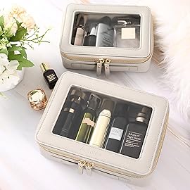 Aveniee Clear Makeup Bag Organizer,Large Travel Toiletry Bag for Women, Waterproof Cosmetic Pouch with Zippers,Car Organizers and Storage Case for Accessories,Grey