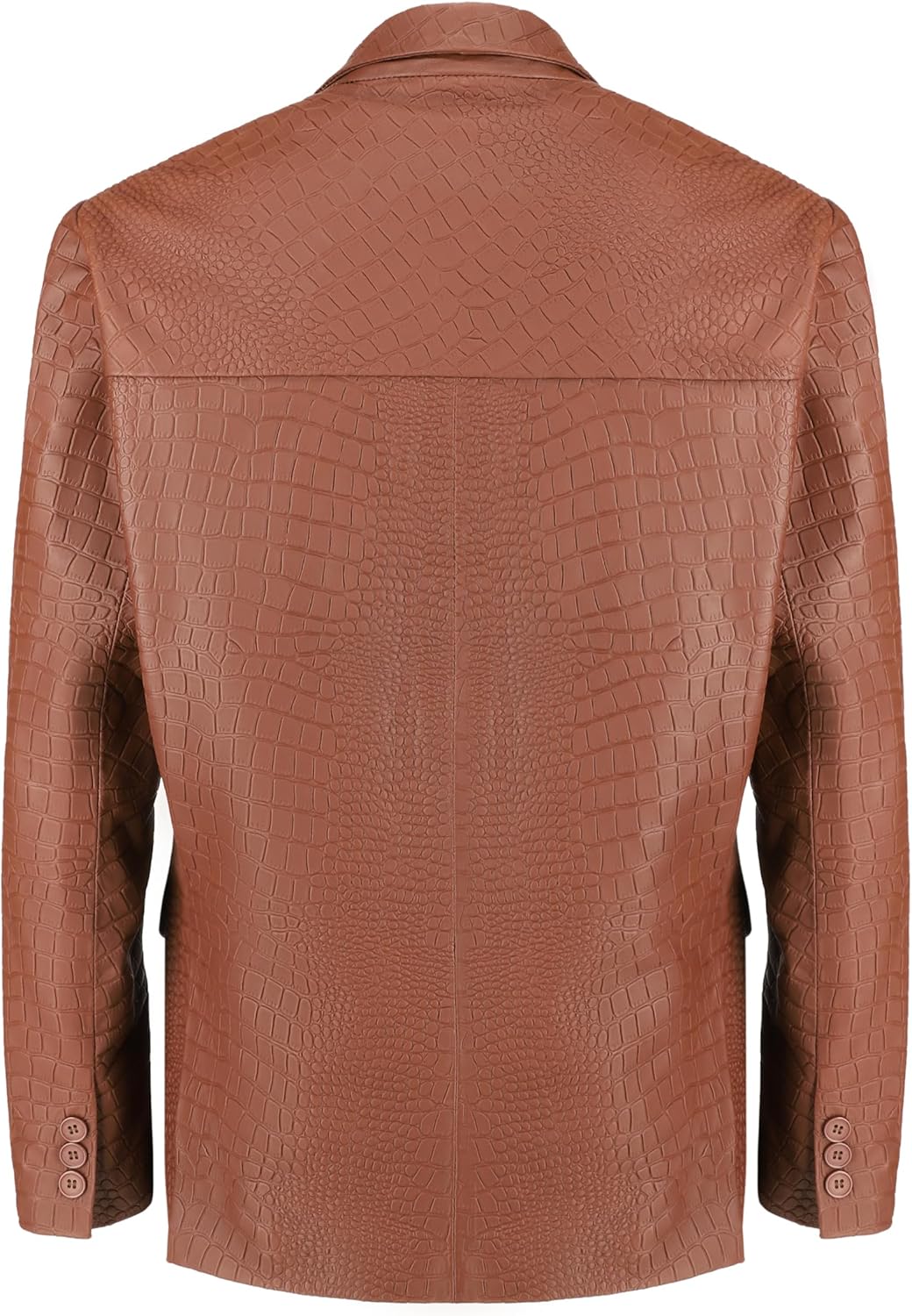 Jild 2-Button Croco Printed Premium Leather Blazer For Men - Notched Lapel Casual Coat Style Lambskin Leather Jacket Men