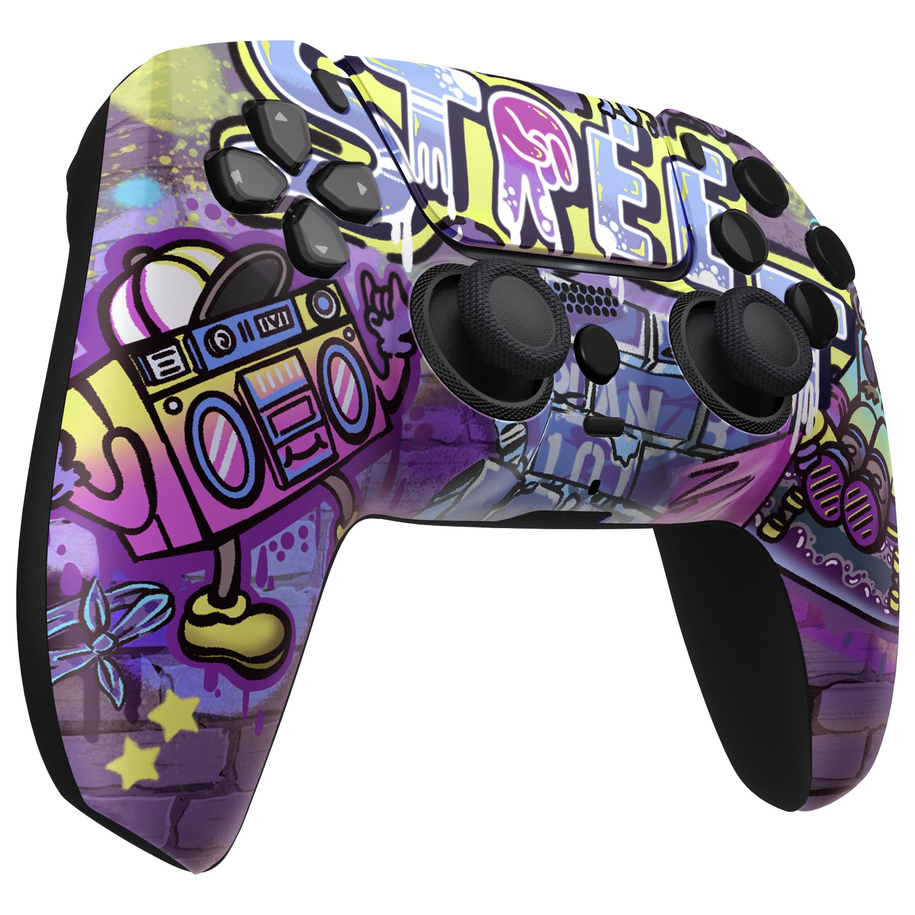 eXtremeRate Luna Cover per ps5 Controller Joystick,Shell Frontale Touchpad Ricambio,Scocca Ridisegnata&Anelli per ps5 Joypad BDM 010/020/030/040/050-Arte di Strada